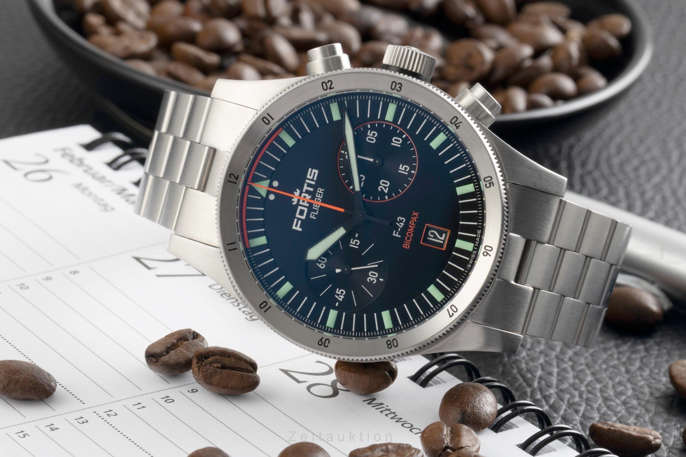 Fortis F-43 chronograph steel automatic Kal. UW-51 Ref. F.424.0004