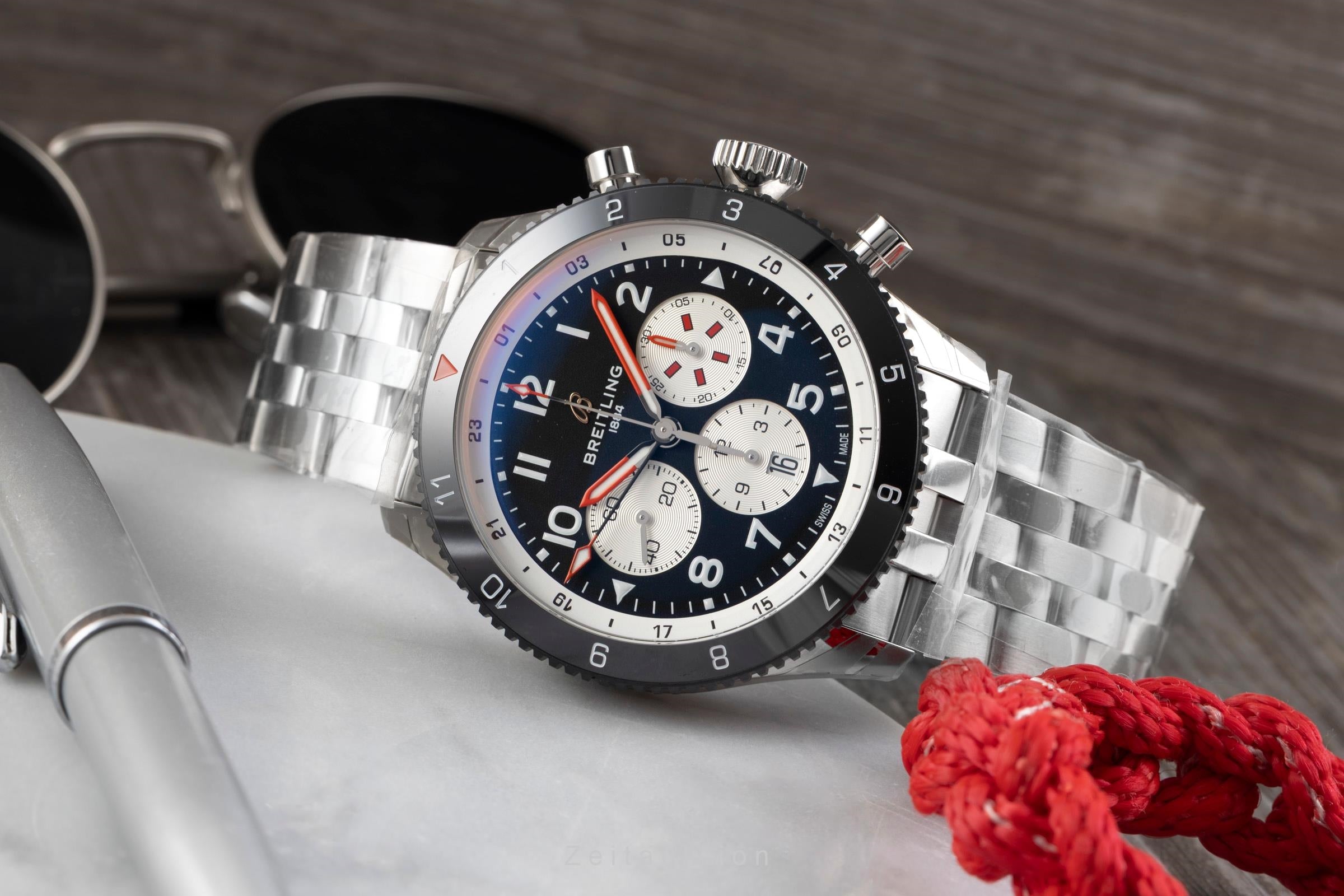 Breitling Super Avi cronógrafo acero automático reloj para caballeros YB04451A1B1A1 LP: 11600EUR  [2602163]