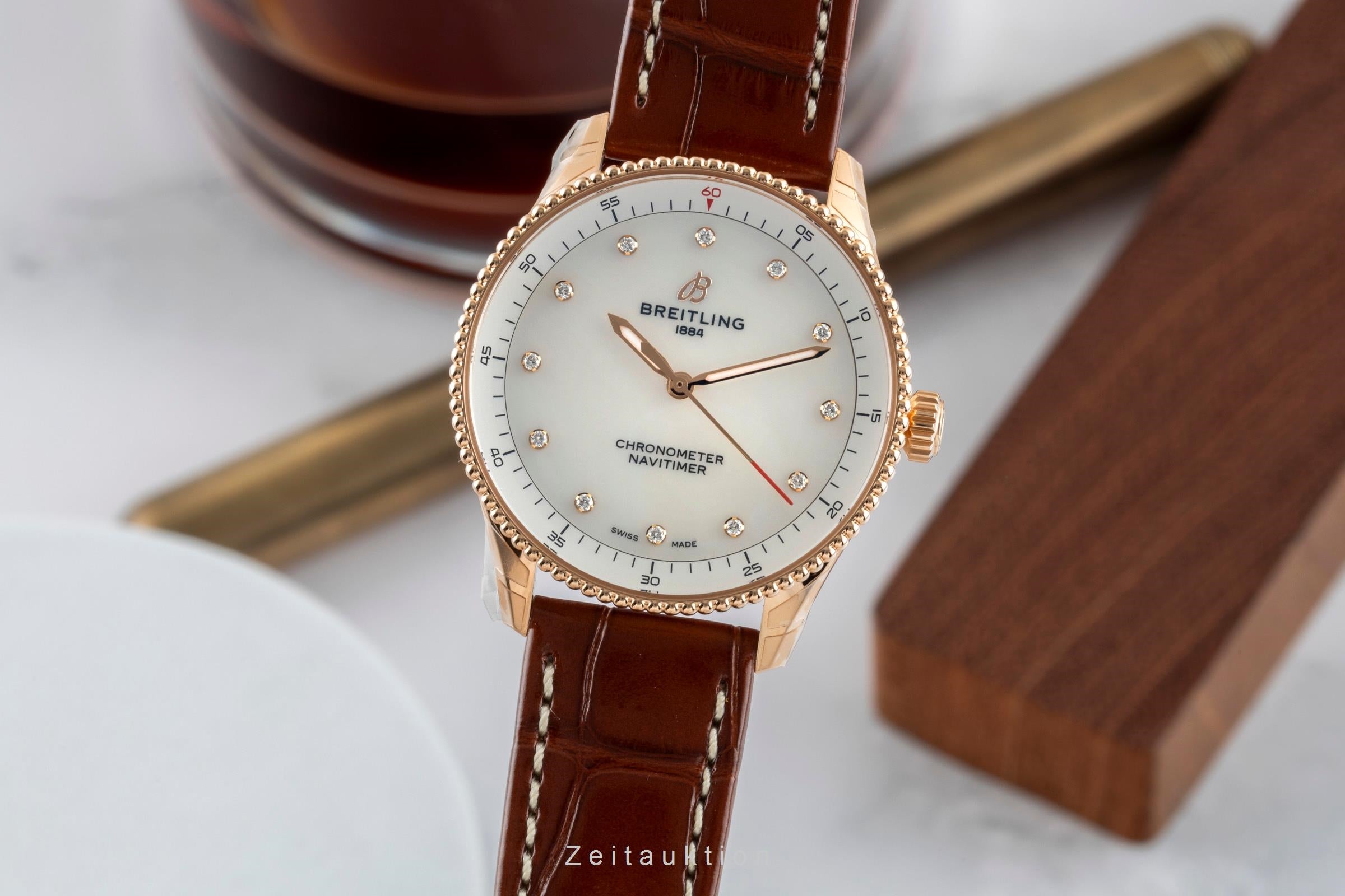 Breitling Navitimer or rouge 18 ct quartz montre pour femmes R77320E61A1P1 LP: 10600EUR  [2602185]