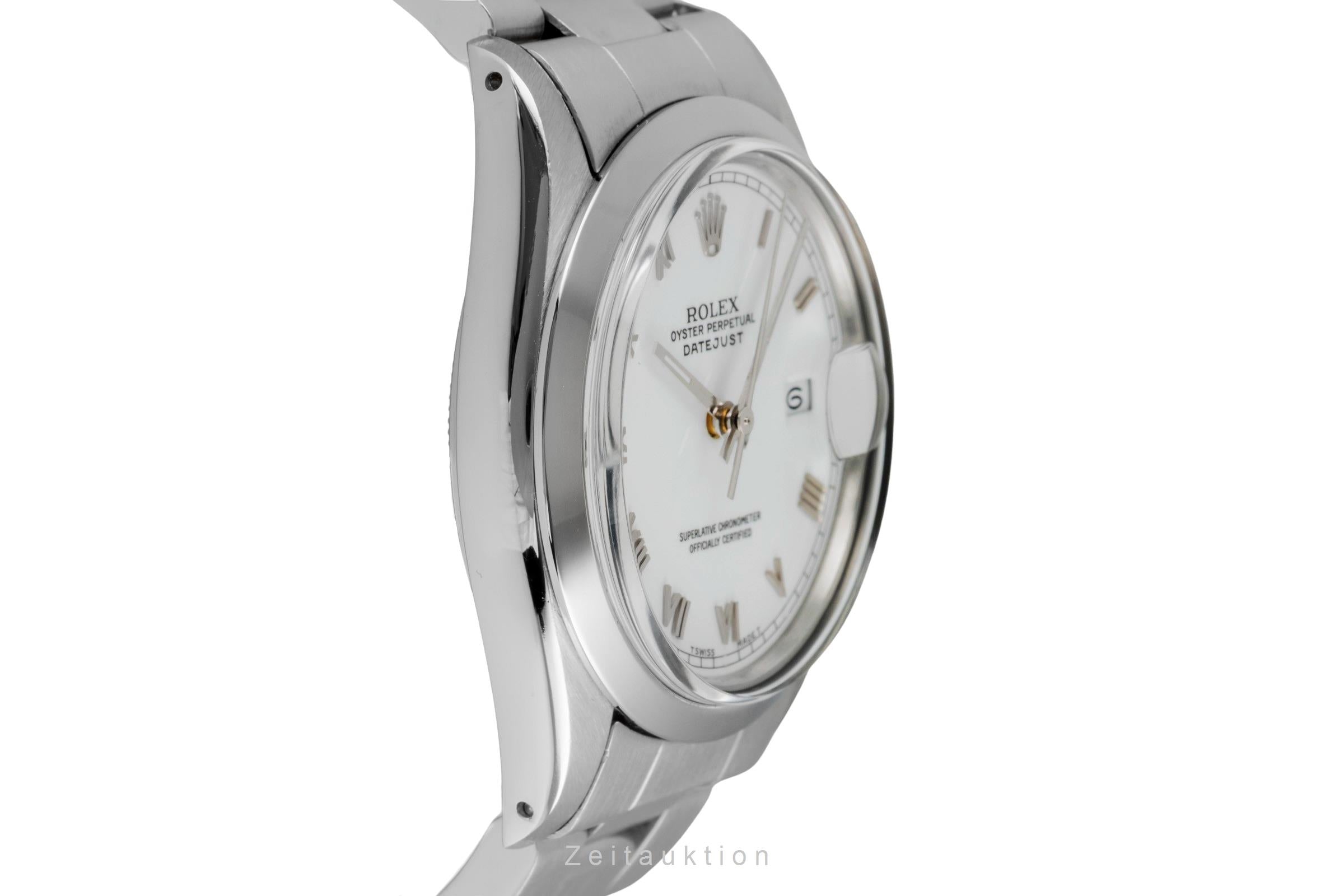 Rolex Datejust 36 White Roman Dial Oyster Stahl Automatik Herrenuhr Ref. 16000 [2602268]