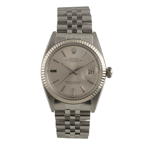 Rolex Datejust acier / or blanc automatique montre pour hommes 1601 Vintage  [2602271]