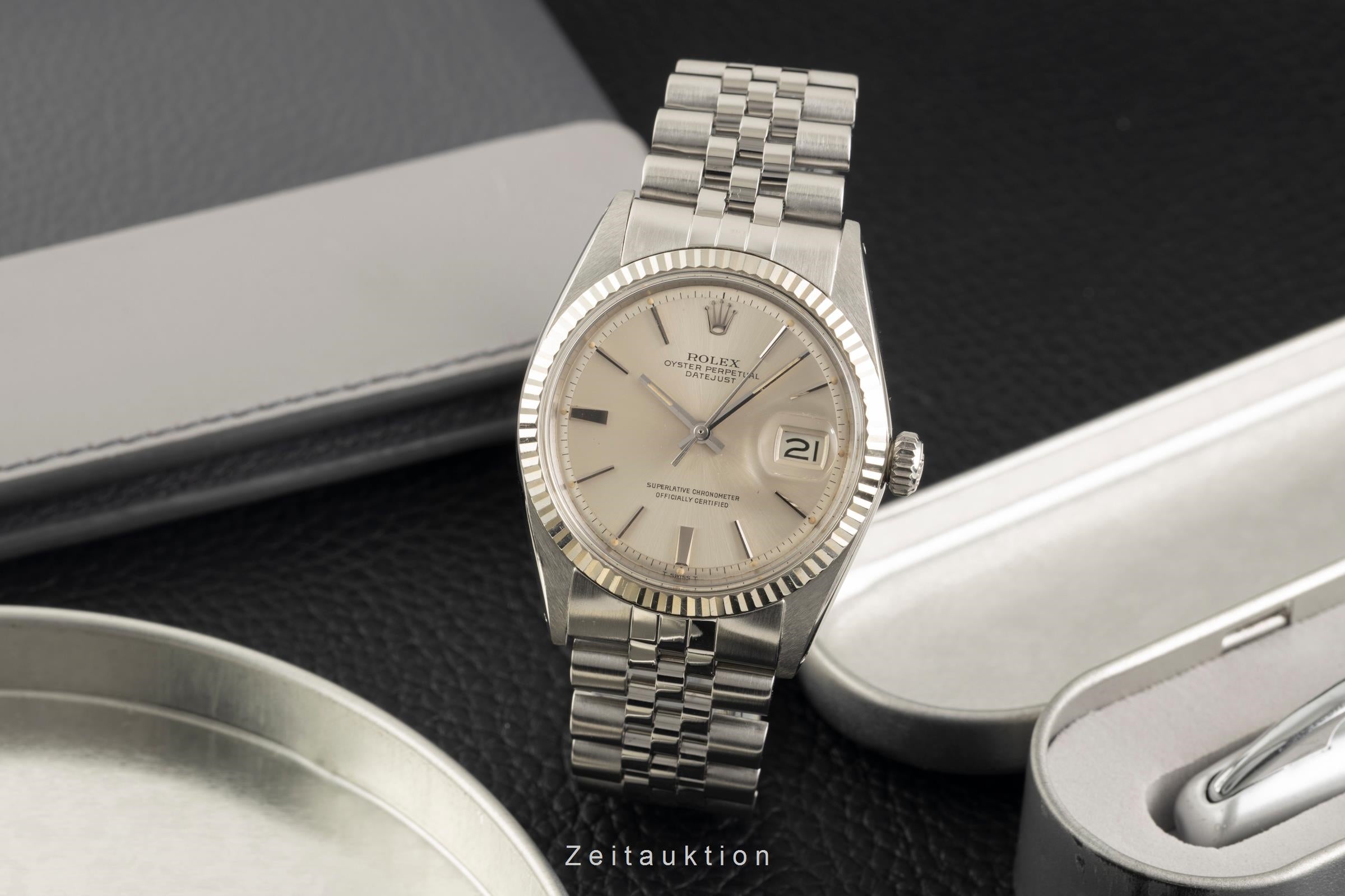 Rolex Datejust acier / or blanc automatique montre pour hommes 1601 Vintage  [2602271]