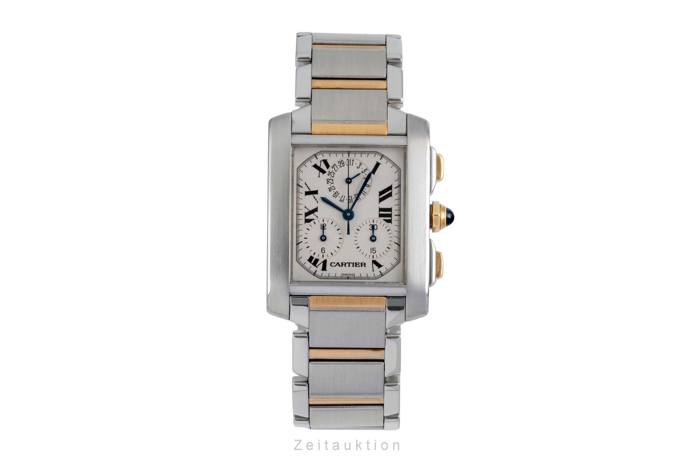 Cartier Tank Francaise chronograph steel / gold quartz men's watch W51004Q4  [2602331]