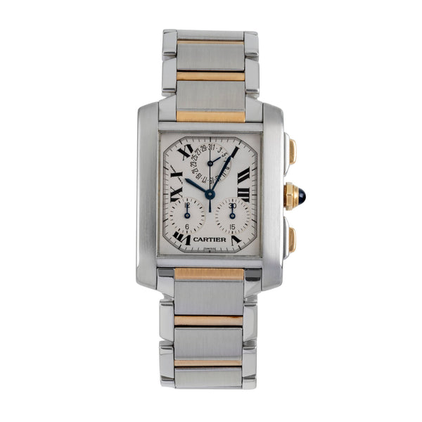 Cartier Tank Francaise chronograph steel / gold quartz men's watch W51004Q4  [2602331]