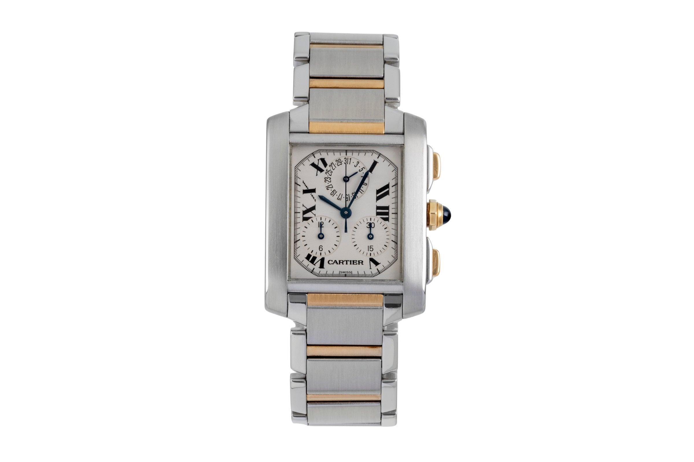 Cartier Tank Francaise chronograph steel / gold quartz men's watch W51004Q4  [2602331]