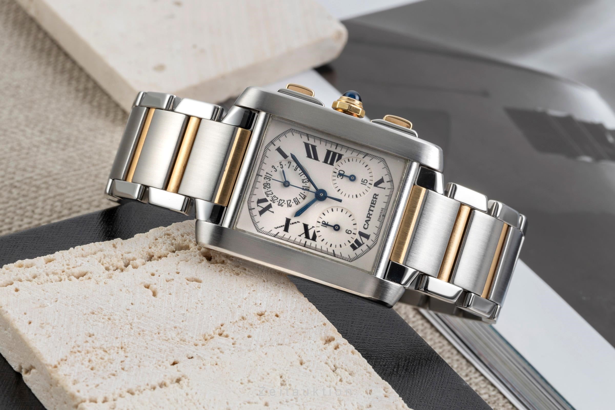 Cartier Tank Francaise chronograph steel / gold quartz men's watch W51004Q4  [2602331]