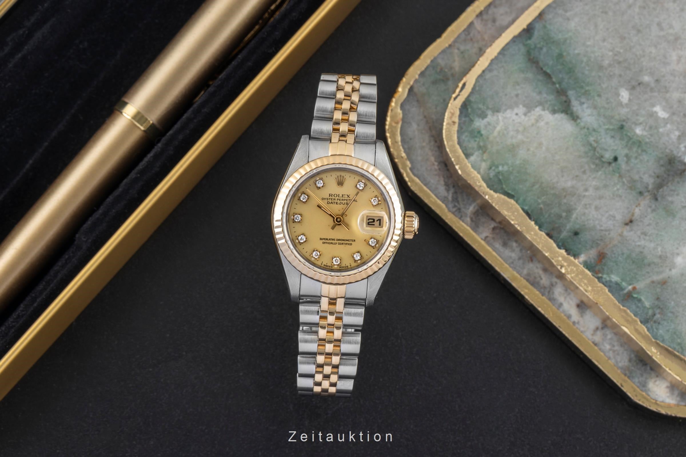 Rolex Lady Datejust 26 Stahl Gold Diamond Dial Damenuhr Ref. 69173 Papiere 1986 [2602335]