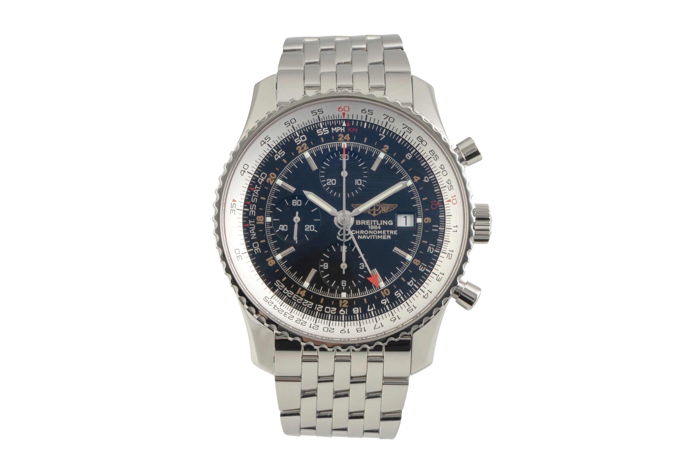 Breitling Navitimer World chronograph steel automatic men's watch A24322  [2602350]