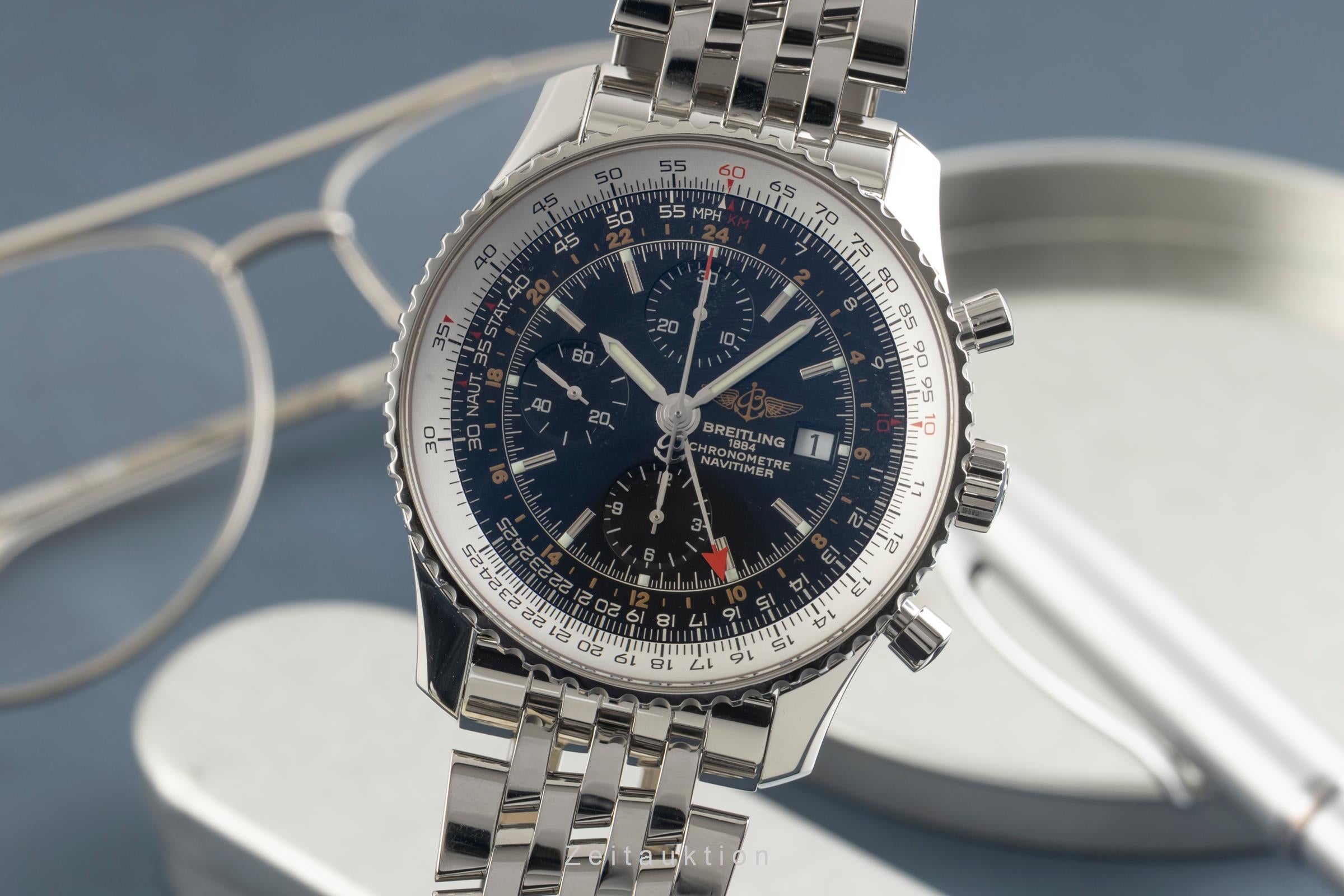 Breitling Navitimer World chronograph steel automatic Kal. B24 Ref
