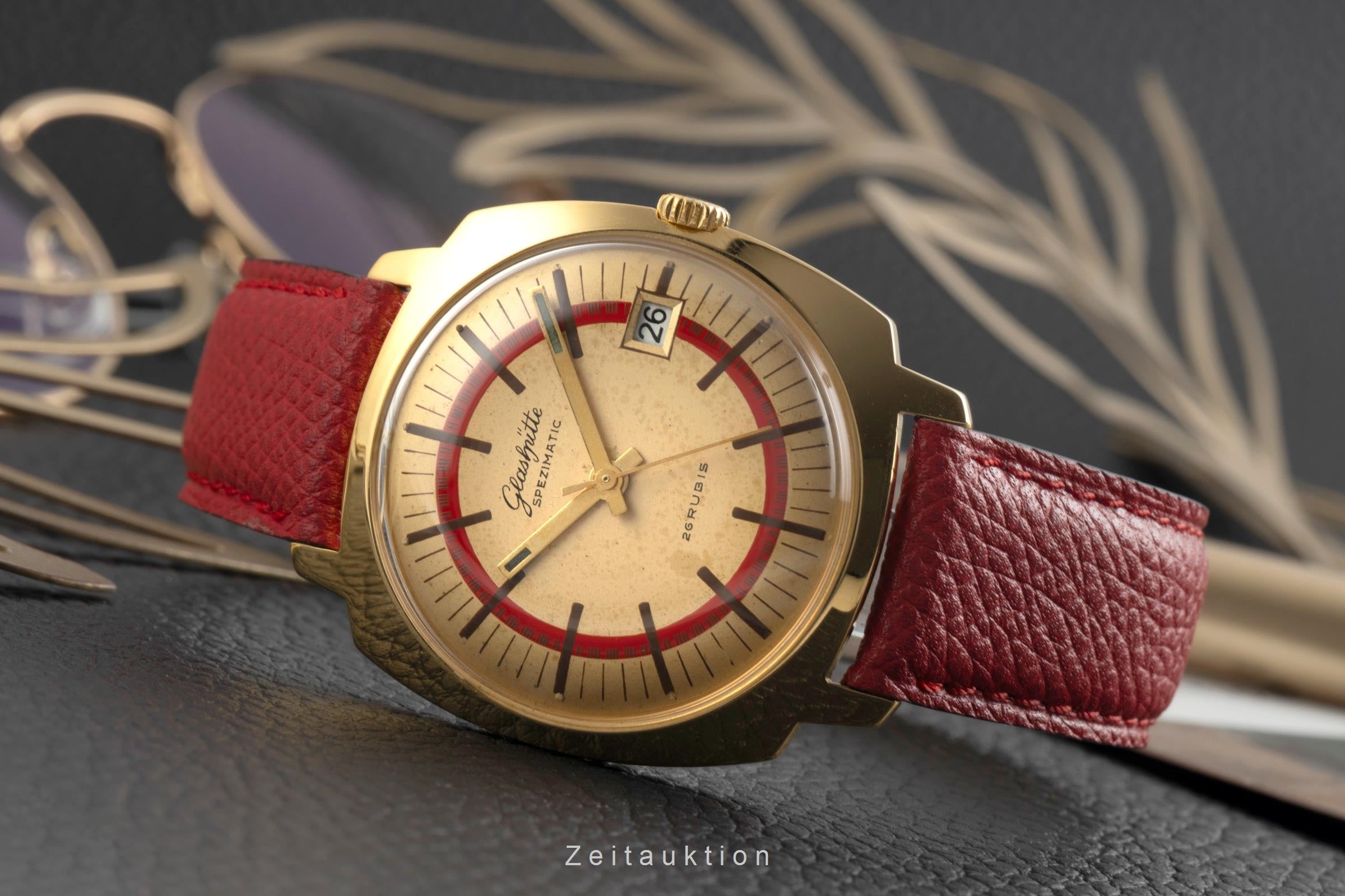 Glashütte Spezimatic latón bañado en oro automático reloj para caballeros Vintage  [2602370]
