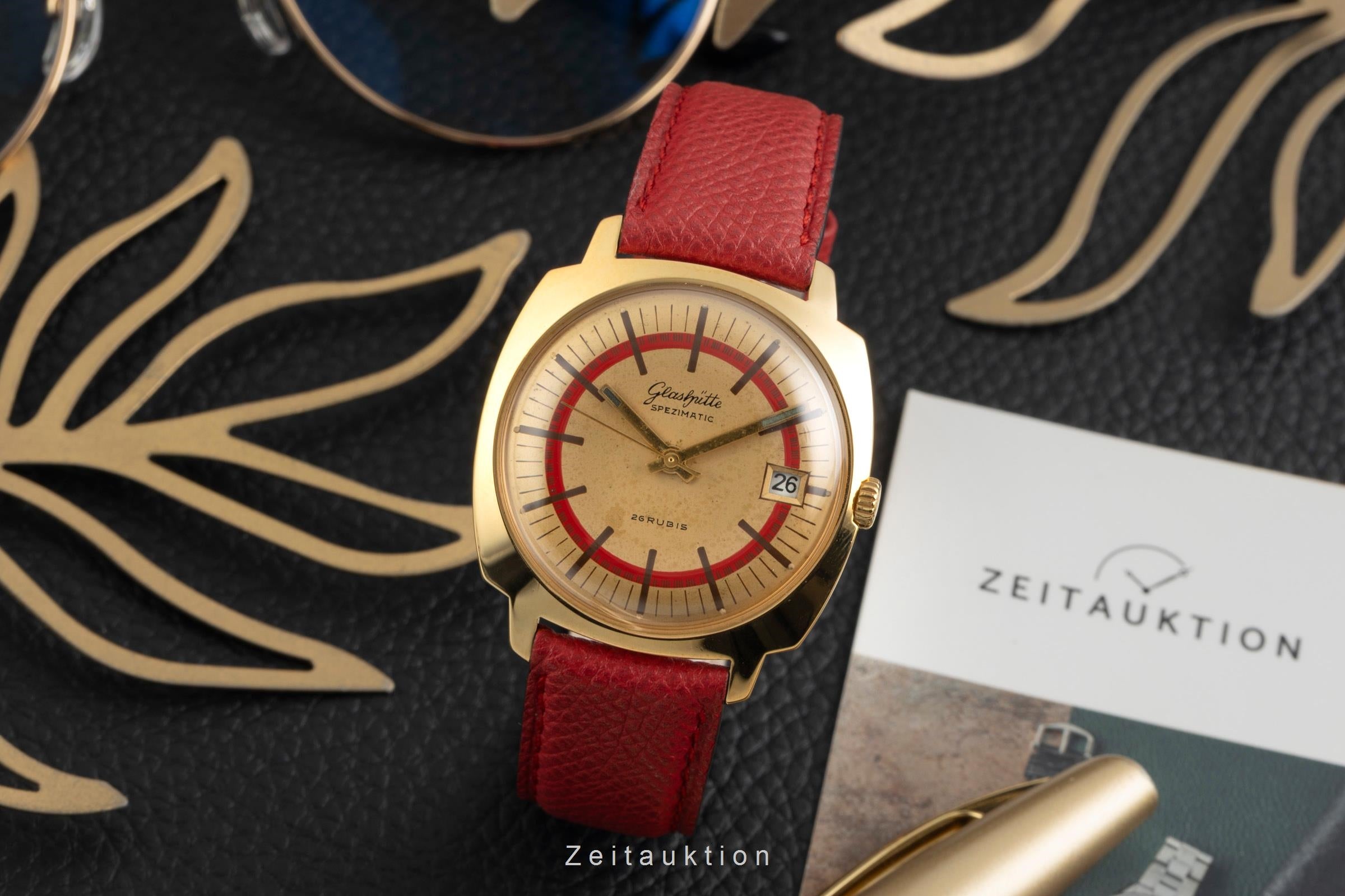 Glashütte Spezimatic latón bañado en oro automático reloj para caballeros Vintage  [2602370]