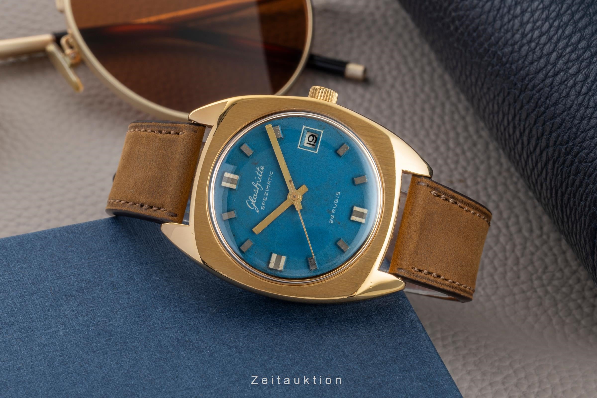 Glashütte Spezimatic latón bañado en oro automático reloj para caballeros Vintage  [2602371]