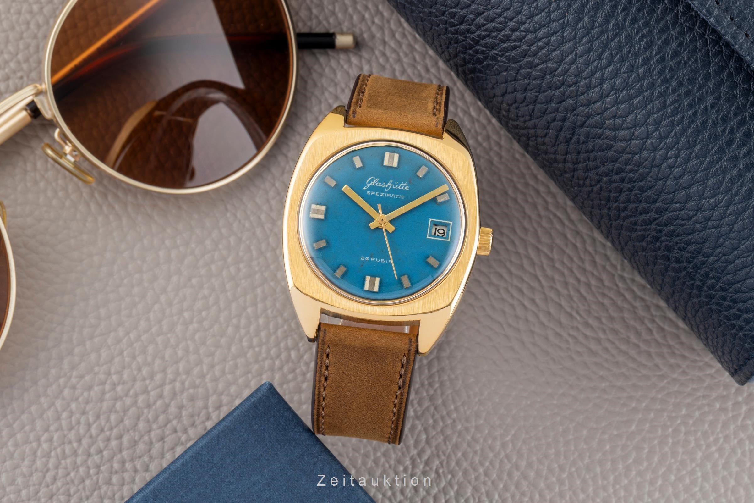 Glashütte Spezimatic latón bañado en oro automático reloj para caballeros Vintage  [2602371]