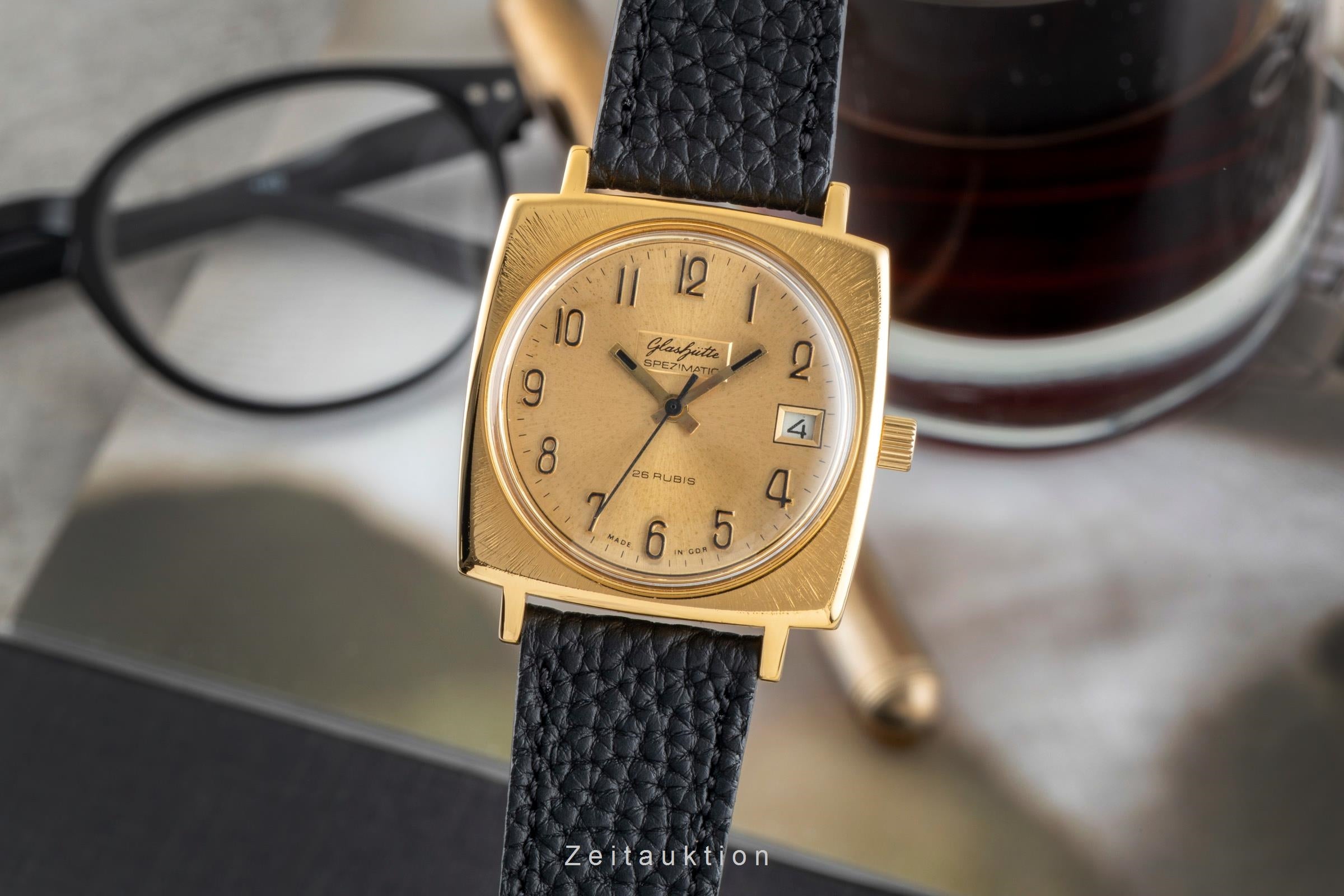 Glashütte Spezimatic latón bañado en oro automático reloj para caballeros Vintage  [2602373]