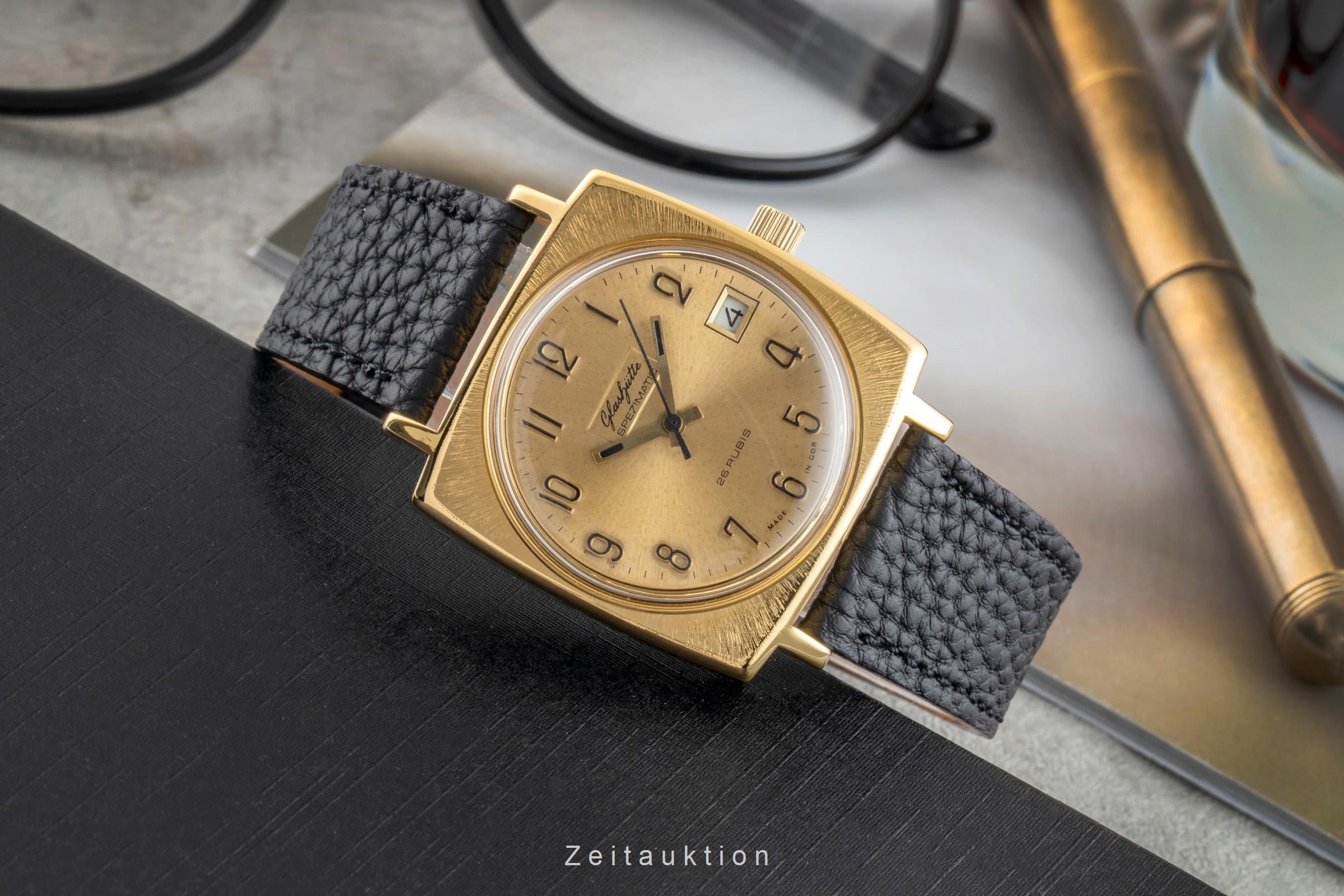 Glashütte Spezimatic latón bañado en oro automático reloj para caballeros Vintage  [2602373]