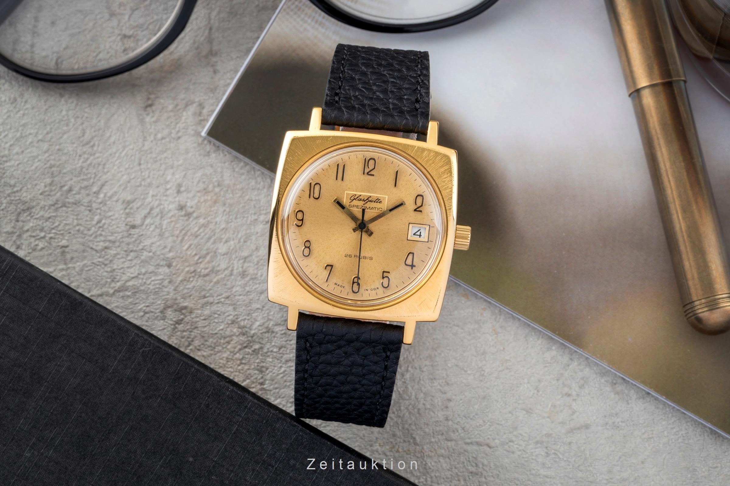 Glashütte Spezimatic latón bañado en oro automático reloj para caballeros Vintage  [2602373]
