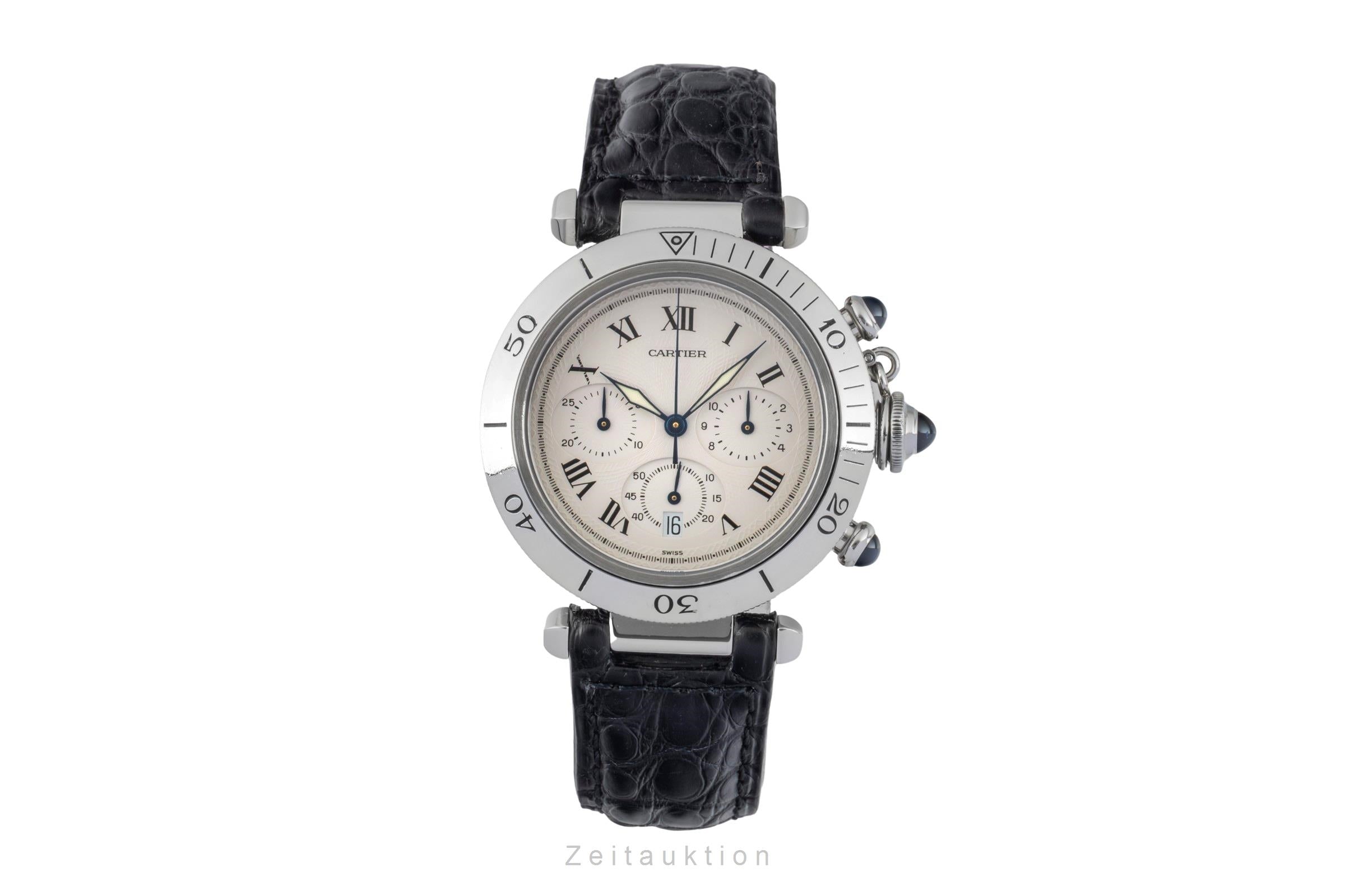 Cartier Pasha cronografo acciaio quarzo orologio da uomo W3101855  [2602396]