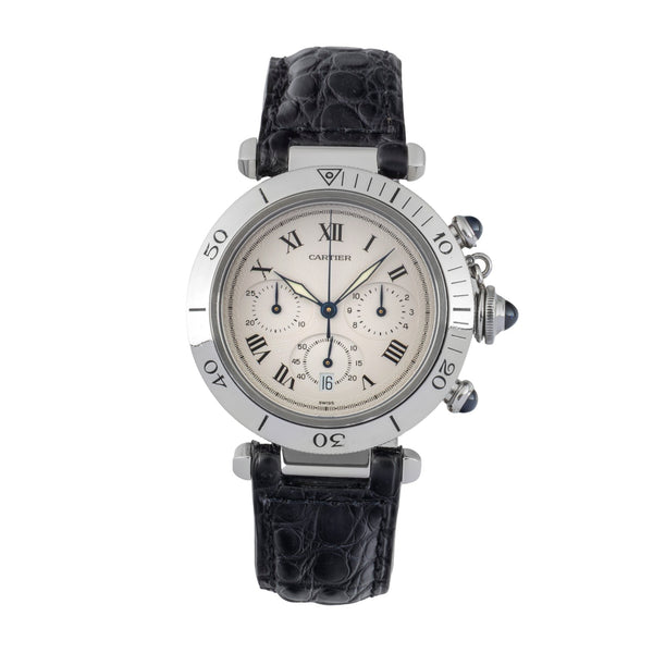 Cartier Pasha cronografo acciaio quarzo orologio da uomo W3101855  [2602396]