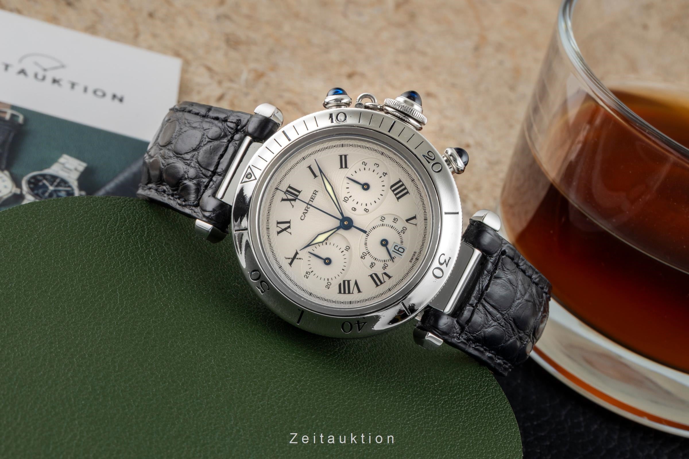 Cartier Pasha cronografo acciaio quarzo orologio da uomo W3101855  [2602396]