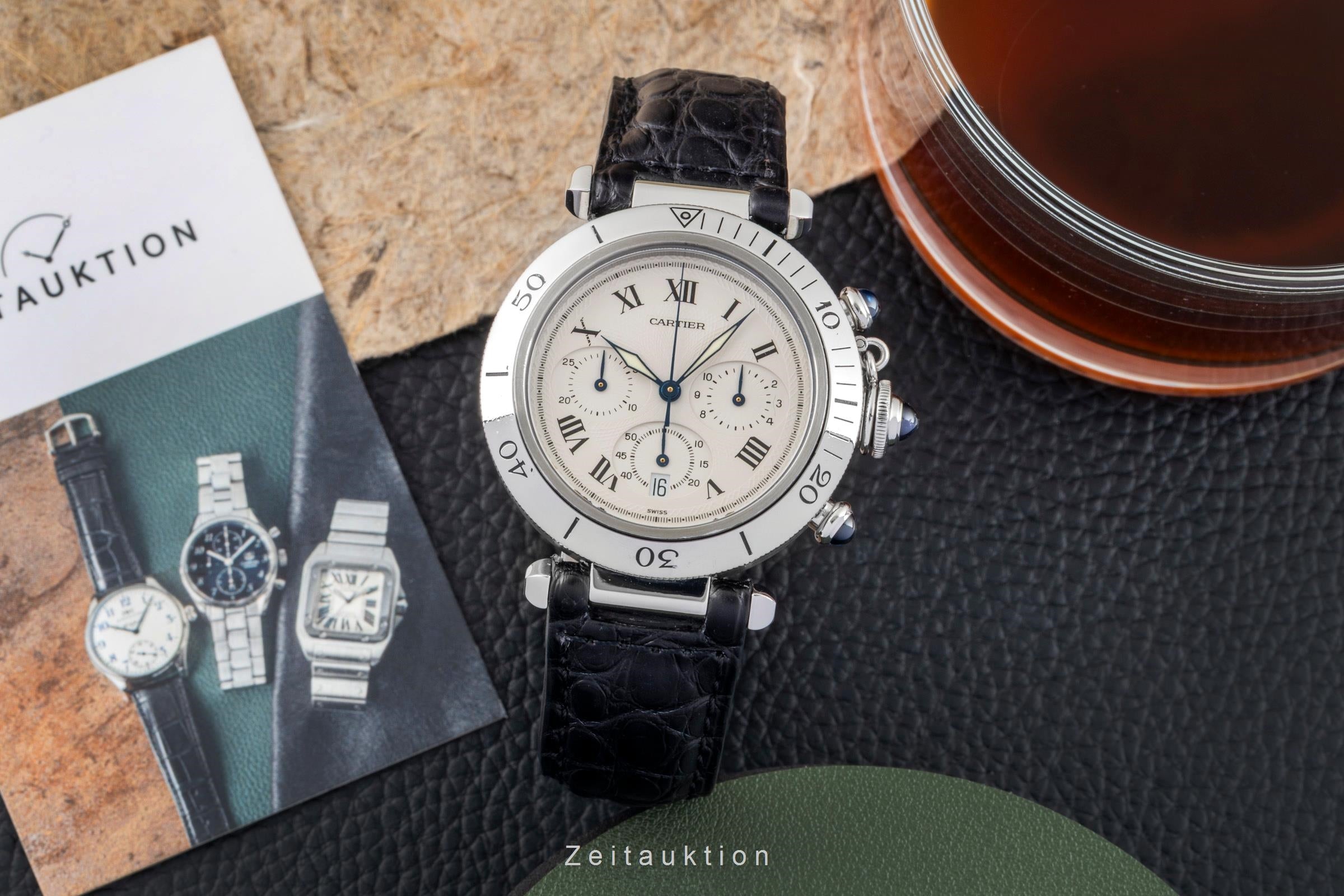 Cartier Pasha cronografo acciaio quarzo orologio da uomo W3101855  [2602396]