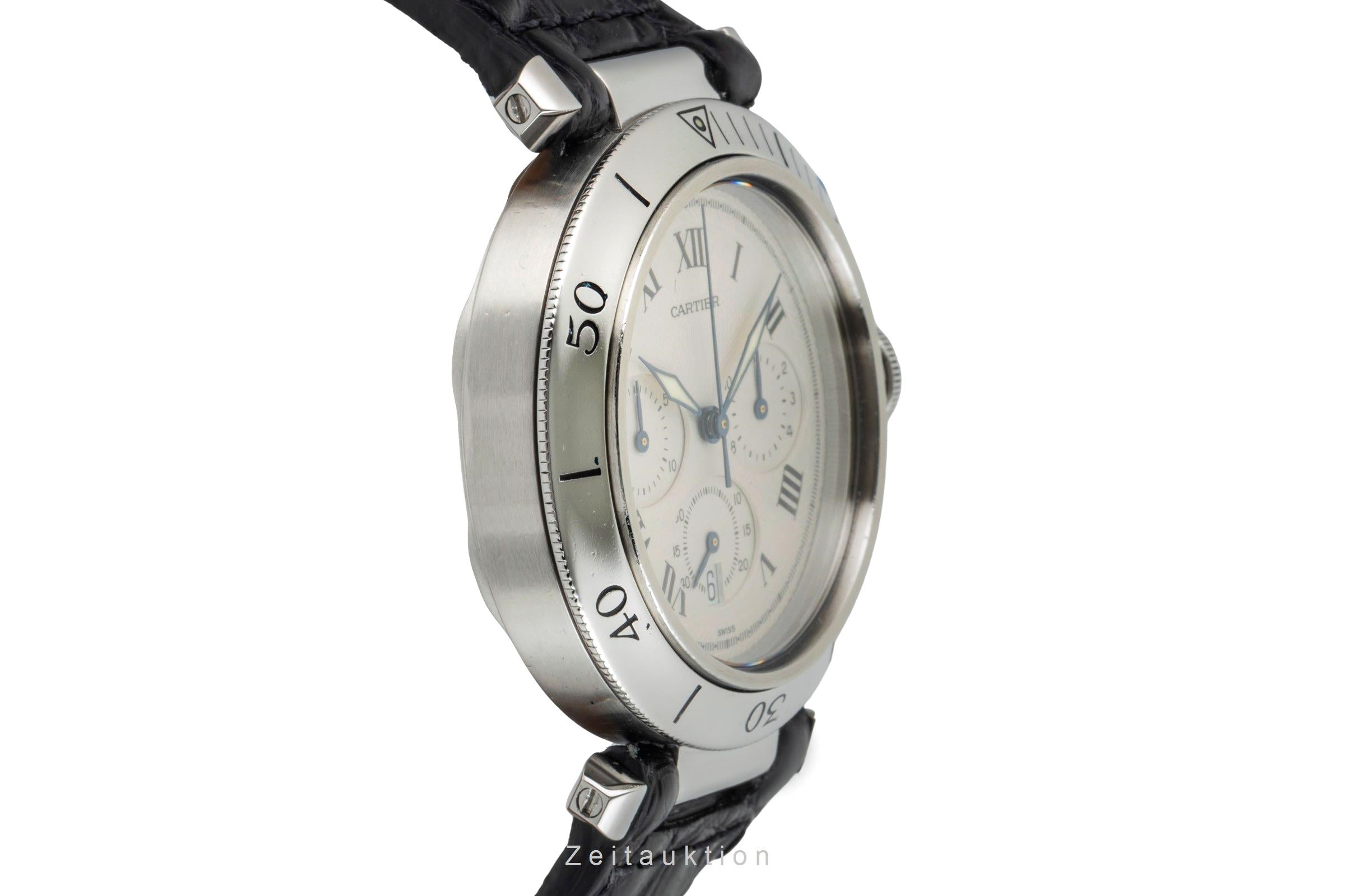 Cartier Pasha cronografo acciaio quarzo orologio da uomo W3101855  [2602396]