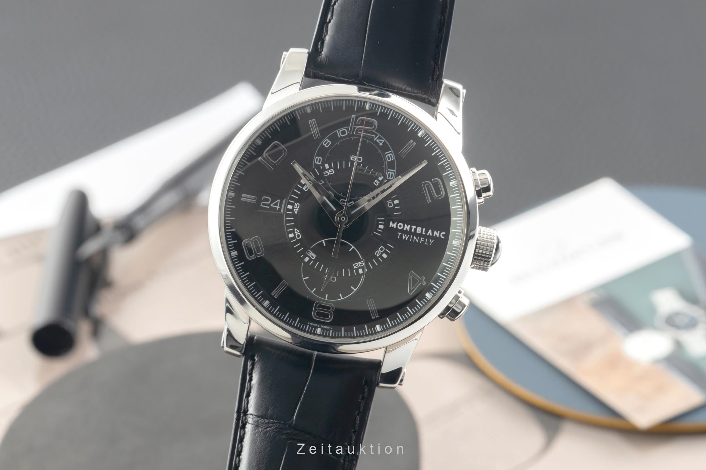 Montblanc TimeWalker TwinFly Chronograph Stahl Automatik Ref. 105077 7175 B&P [2602416]