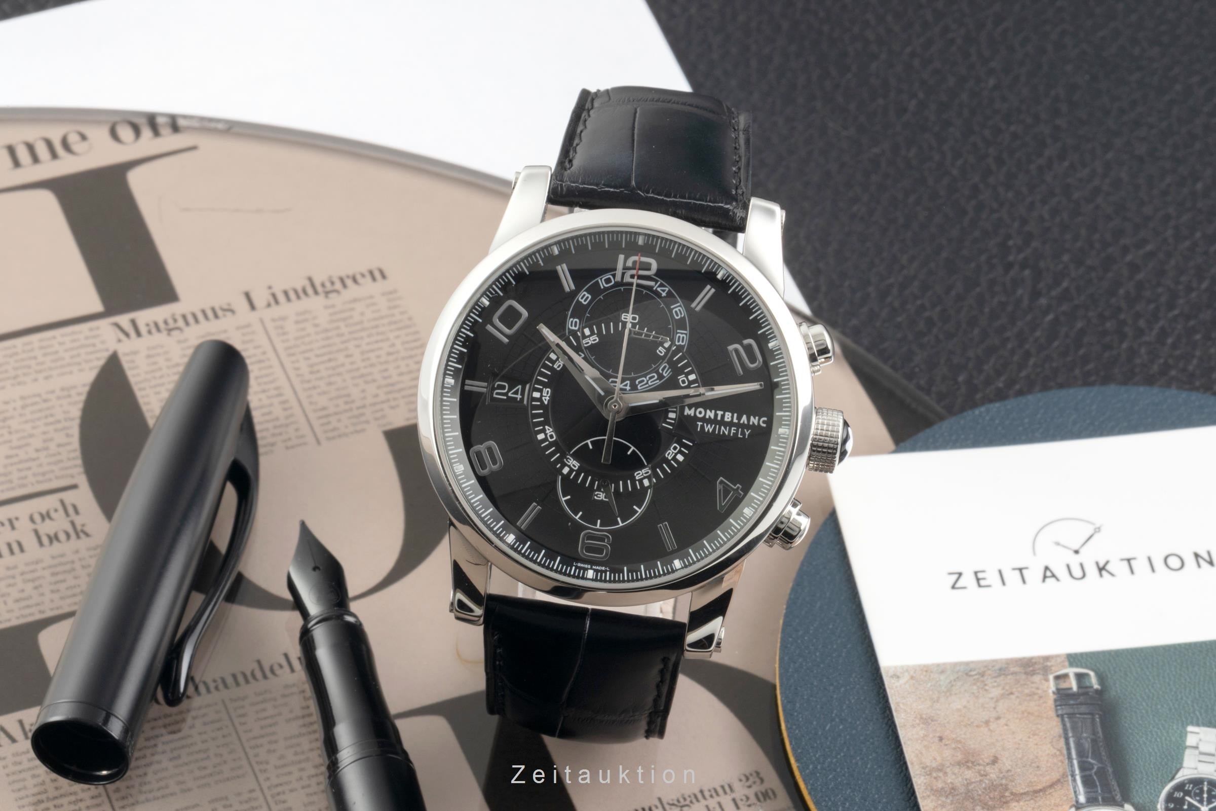 Montblanc TimeWalker TwinFly Chronograph Stahl Automatik Ref. 105077 7175 B&P [2602416]