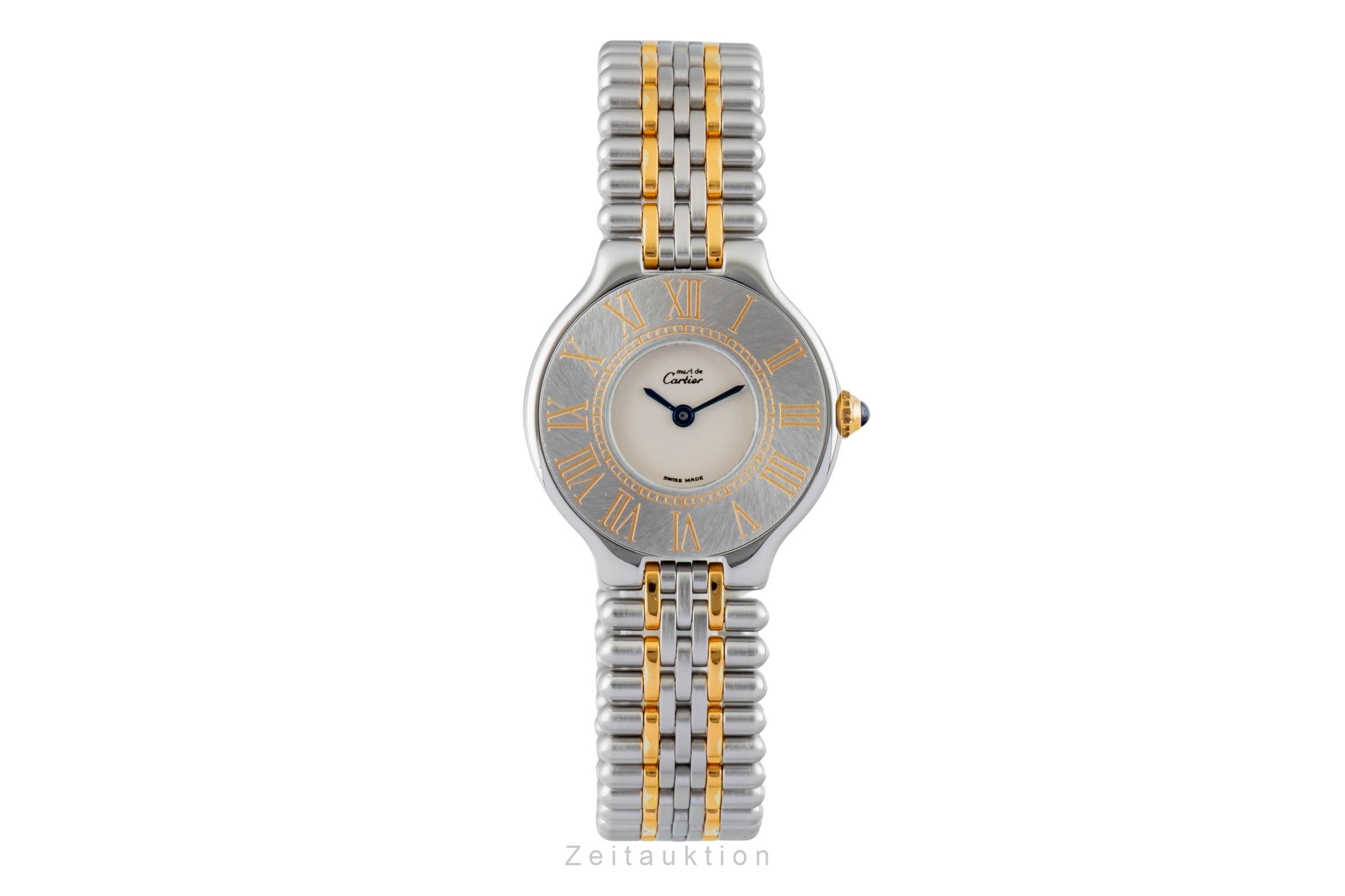 Cartier Must De Cartier 21 XL Stahl / vergoldet Quarz Ref. 9011 Box & Papiere  [2602437]