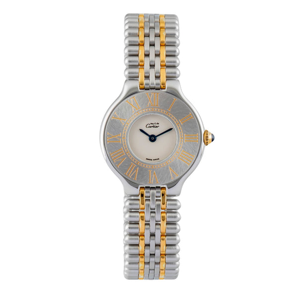 Cartier Must De Cartier 21 XL Stahl / vergoldet Quarz Ref. 9011 Box & Papiere  [2602437]