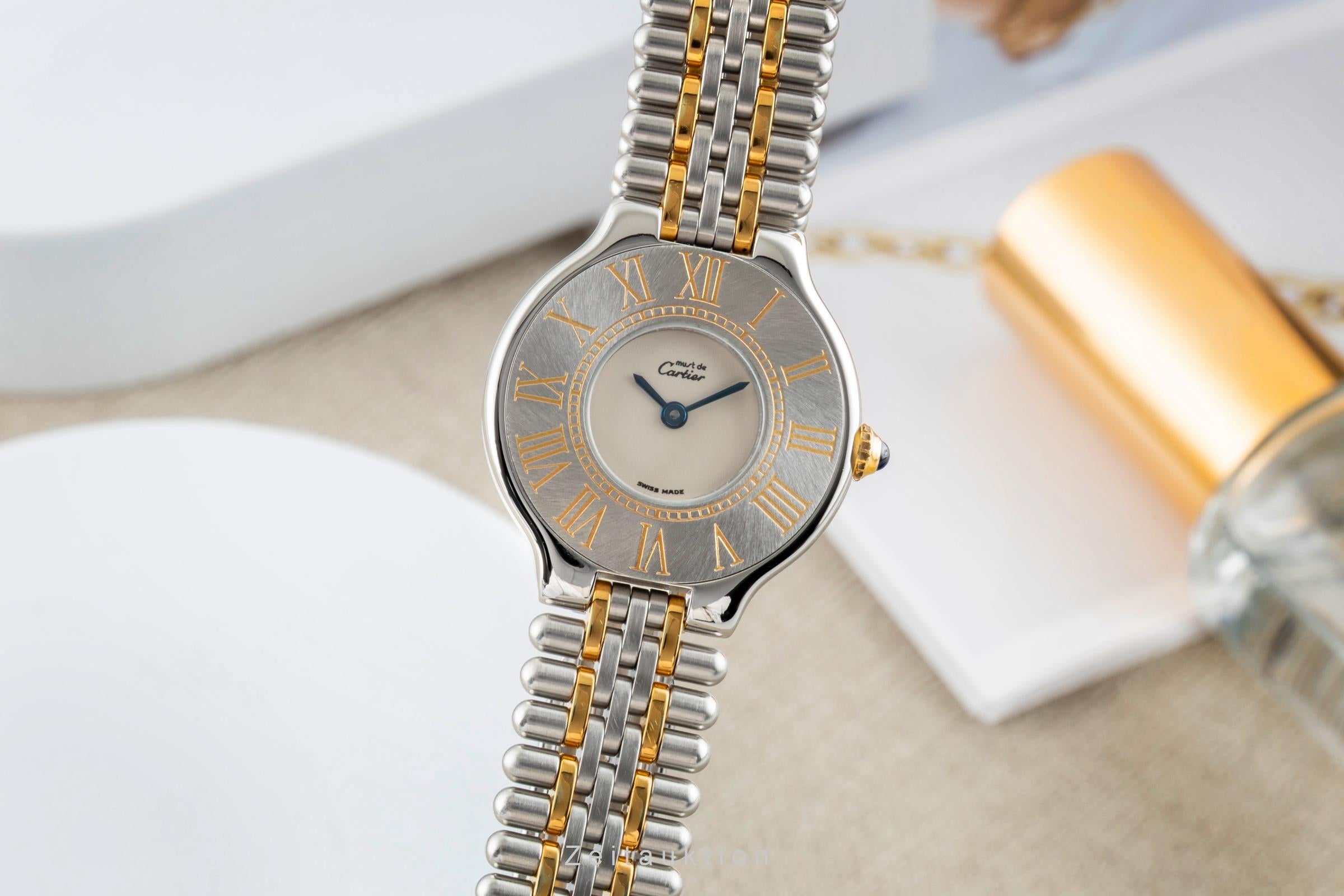 Cartier Ligne 21 acero / banado en oro cuarzo reloj para damas  9011  [2602437]