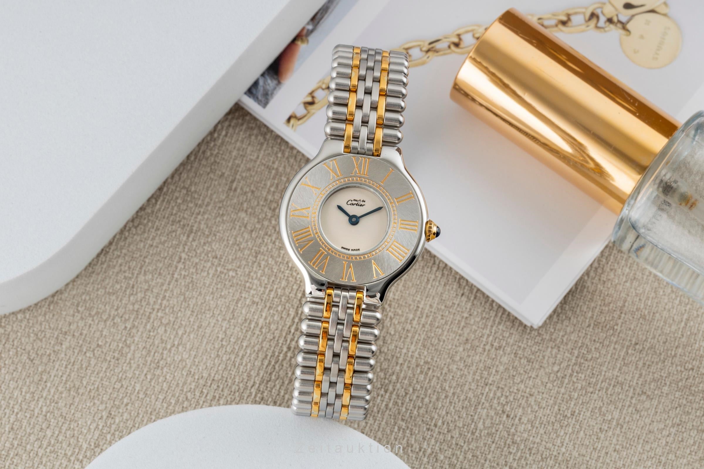 Cartier Must De Cartier 21 XL Stahl / vergoldet Quarz Ref. 9011 Box & Papiere  [2602437]