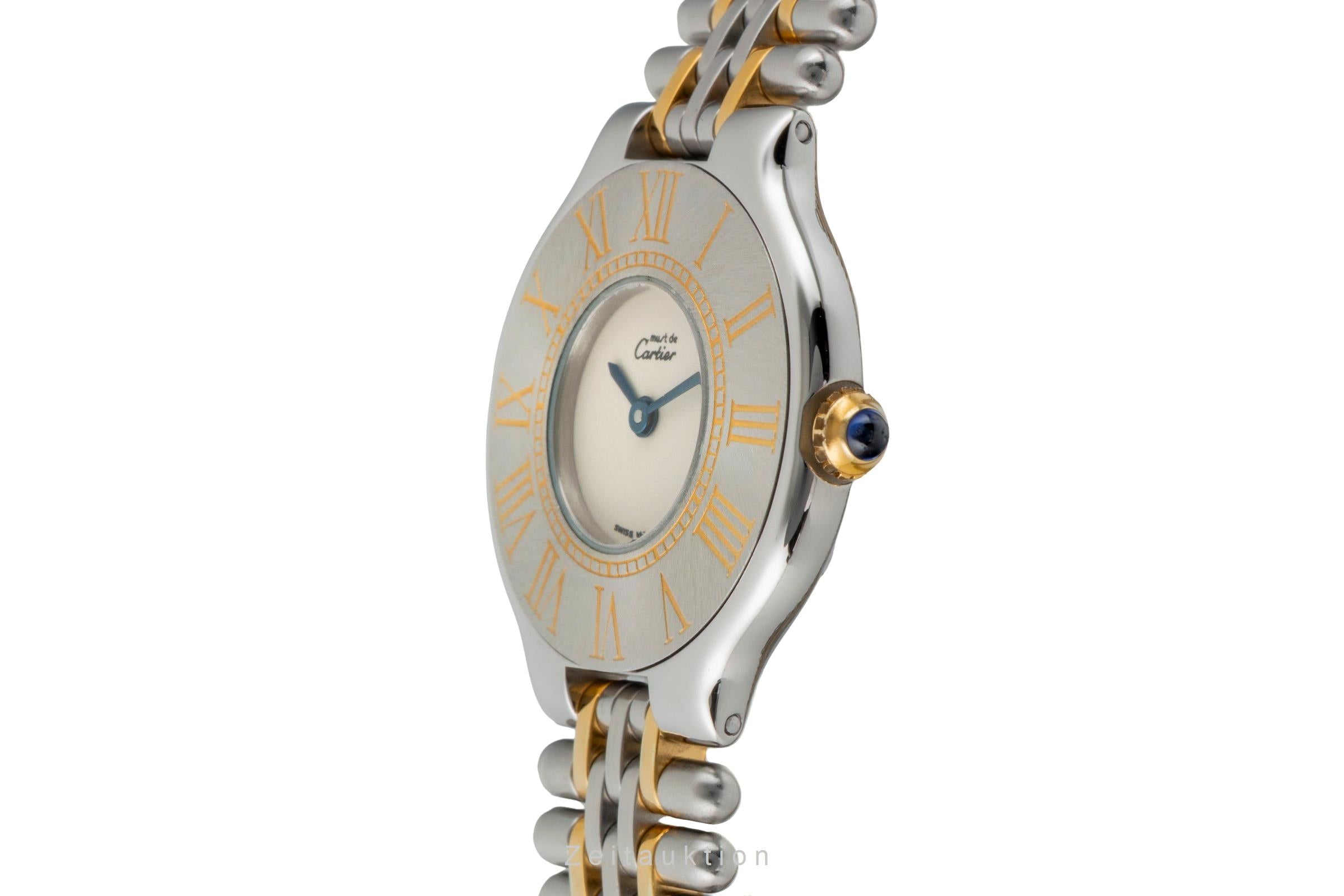 Cartier Must De Cartier 21 XL Stahl / vergoldet Quarz Ref. 9011 Box & Papiere  [2602437]