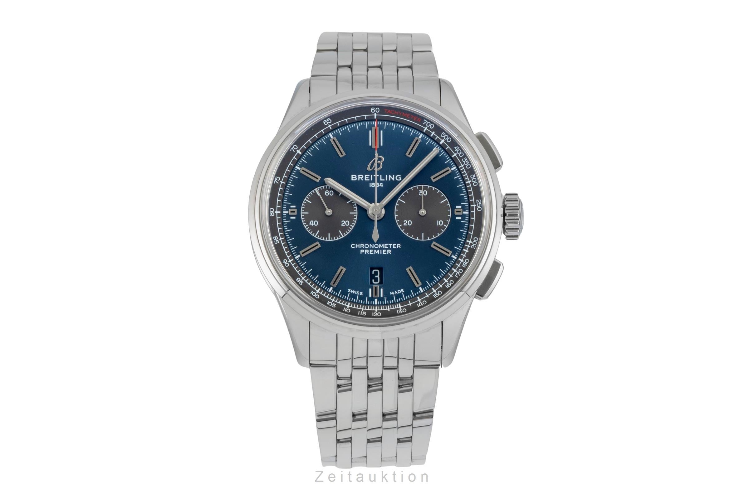 Breitling Premier B01 Chronograph Blue Automatik Herrenuhr Ref AB0118A61C1A1 B&P [2602440]