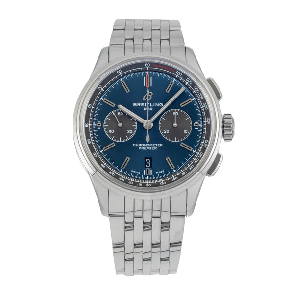 Breitling Premier B01 Chronograph Blue Automatik Herrenuhr Ref AB0118A61C1A1 B&P [2602440]