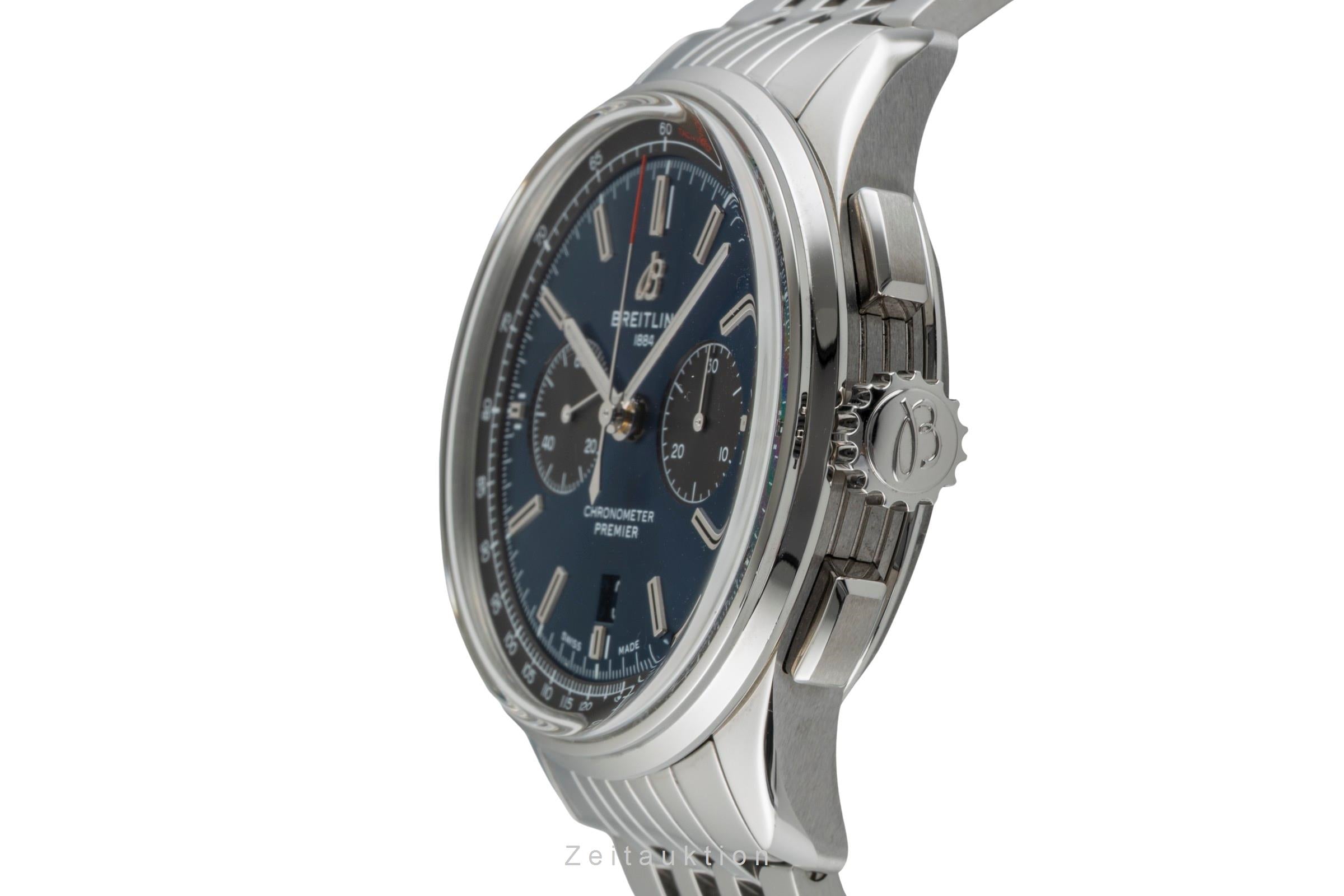 Breitling Premier B01 Chronograph Blue Automatik Herrenuhr Ref AB0118A61C1A1 B&P [2602440]