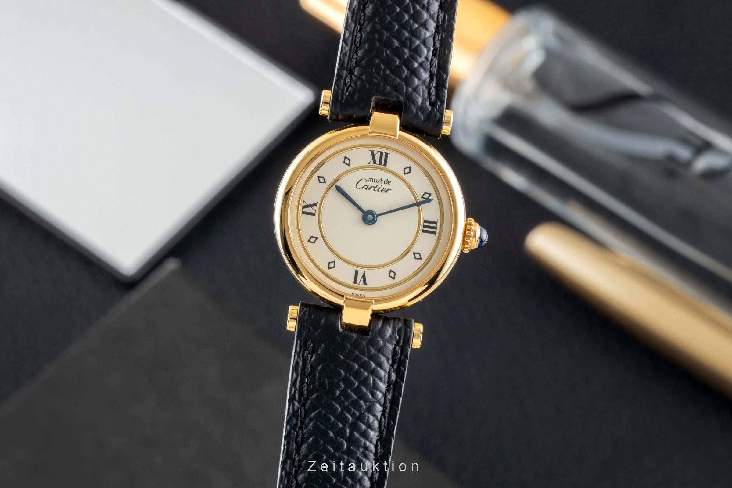 Cartier must Vendome Louis Cartier SM Vermeil 925 Silber Damenuhr Ref. 590004  [2602510]