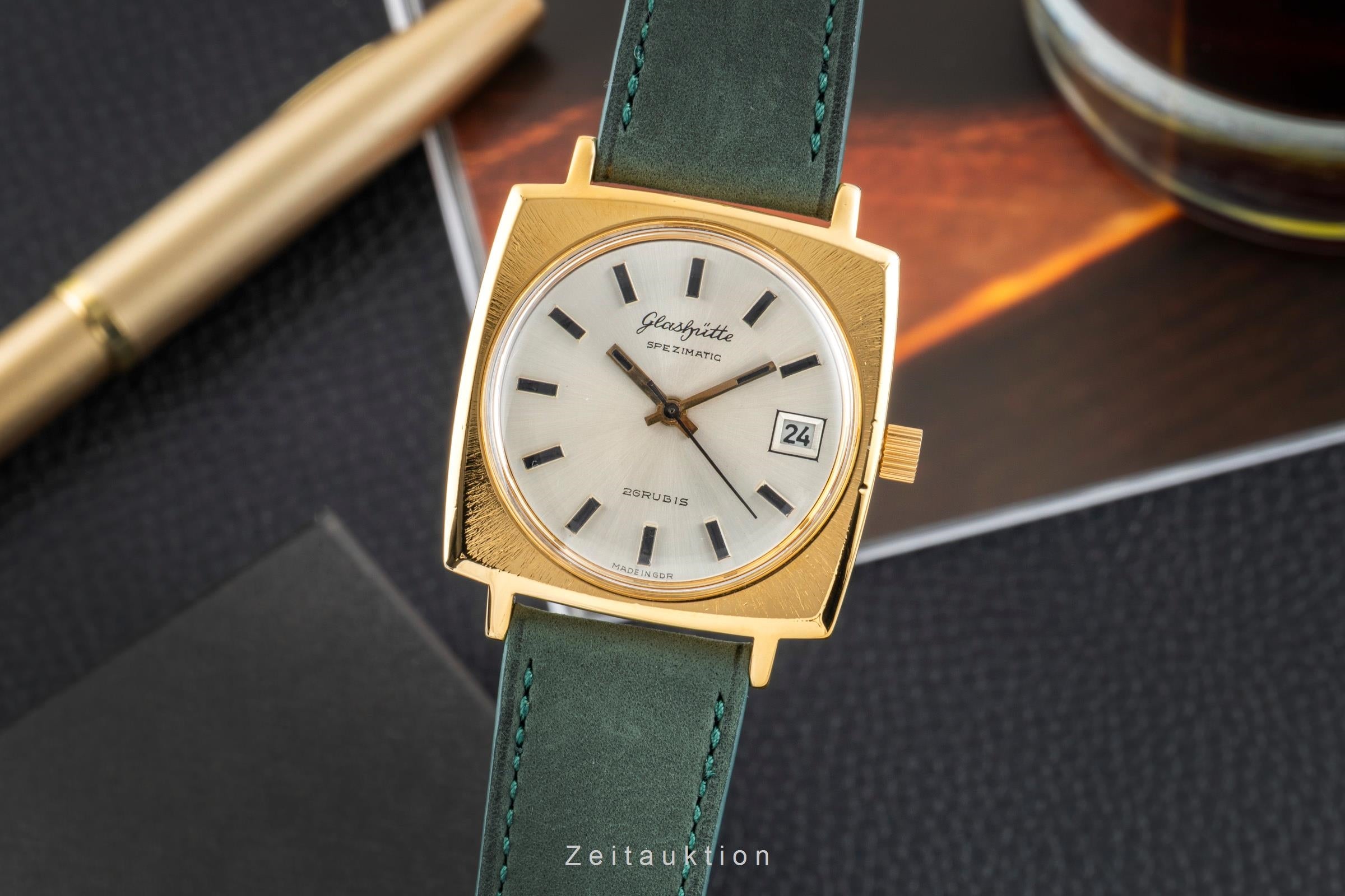 Glashütte Spezimatic latón bañado en oro automático reloj para caballeros Vintage  [2602520]