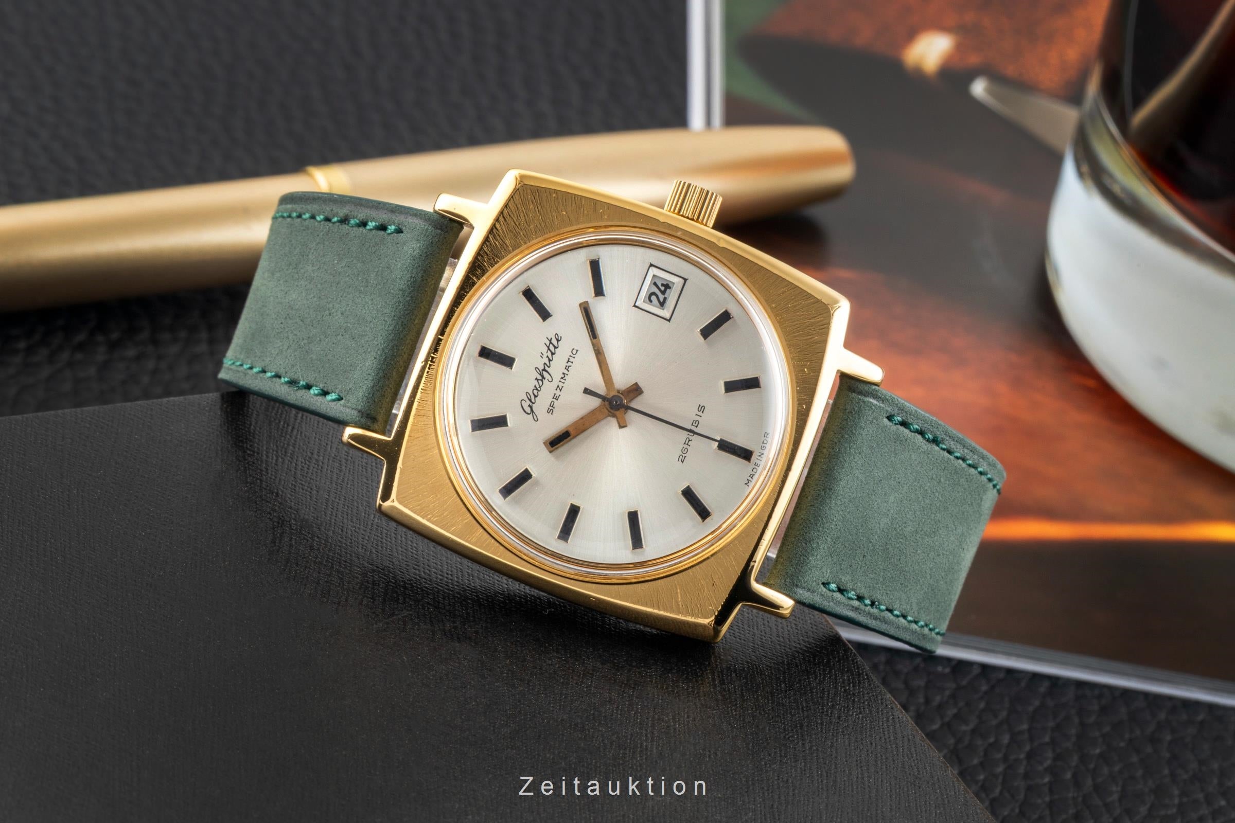 Glashütte Spezimatic latón bañado en oro automático reloj para caballeros Vintage  [2602520]