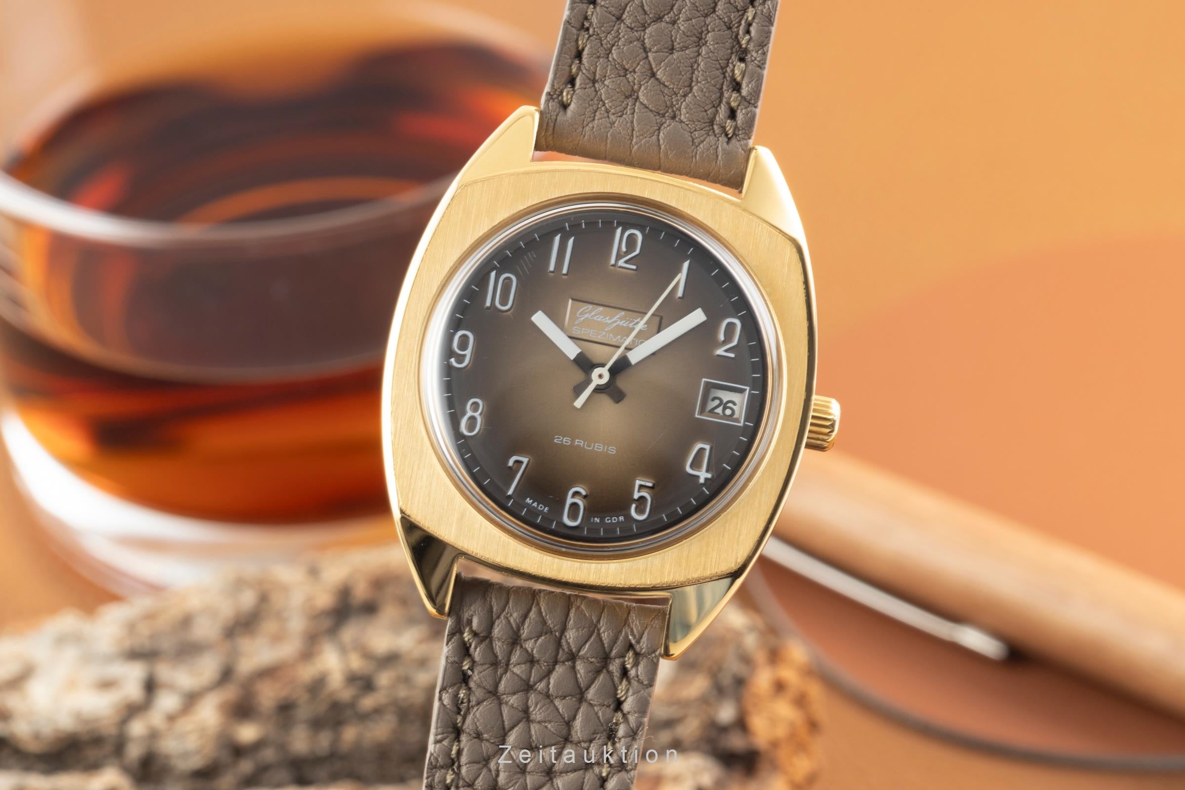 Glashütte Spezimatic latón bañado en oro automático reloj para caballeros Vintage  [2602521]