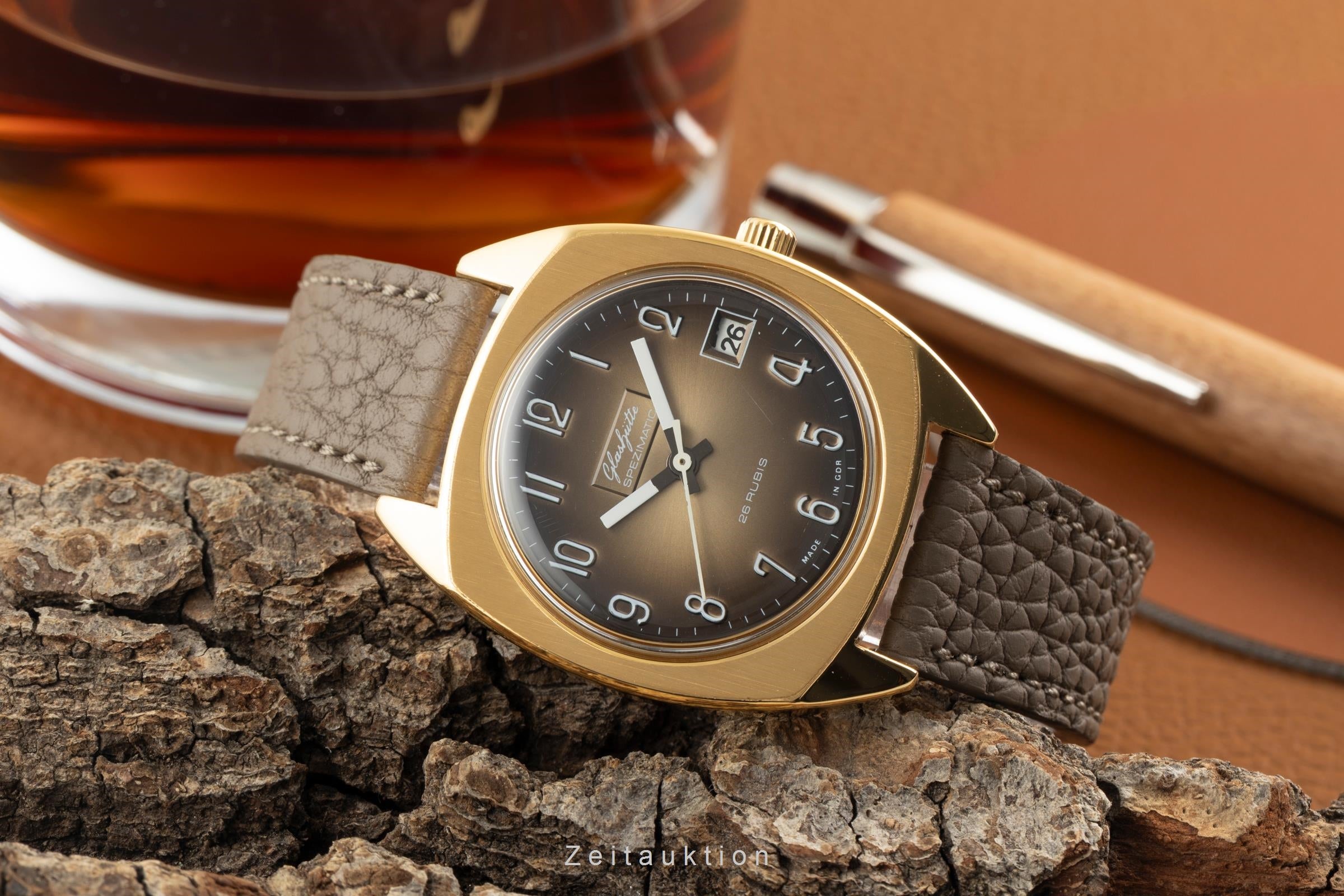 Glashütte Spezimatic latón bañado en oro automático reloj para caballeros Vintage  [2602521]
