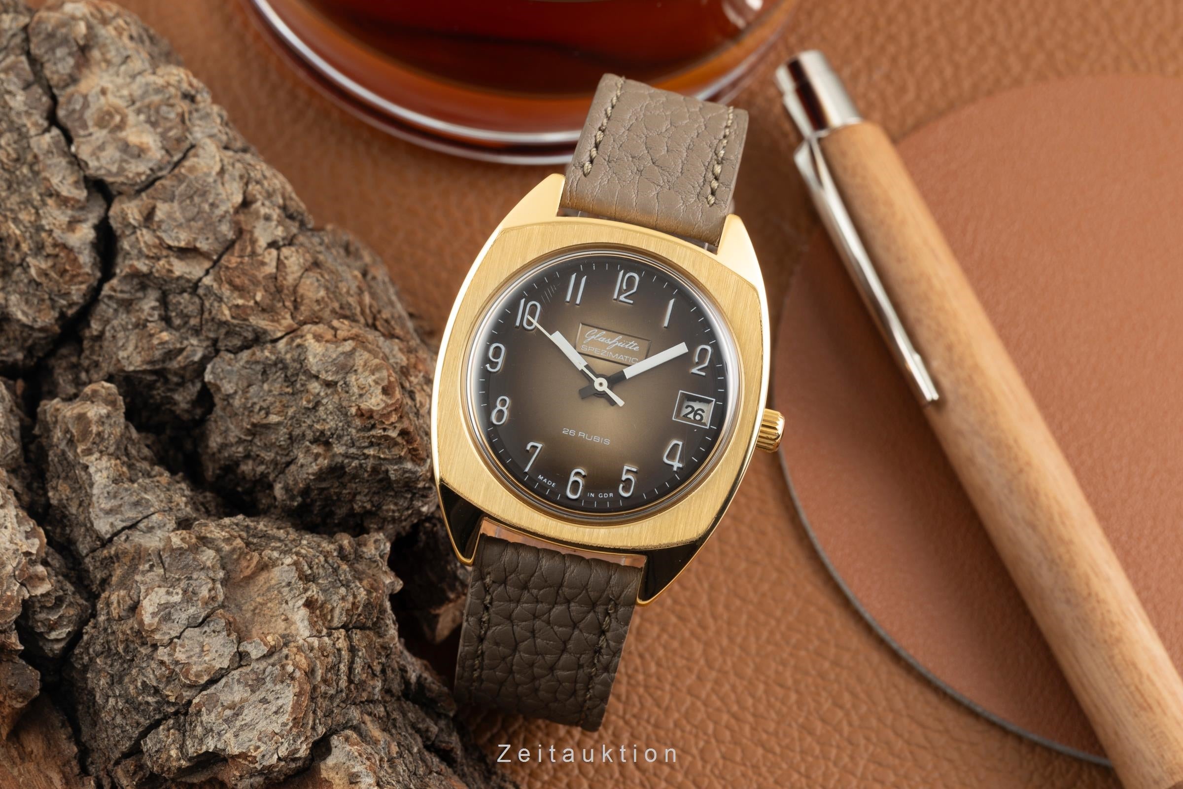 Glashütte Spezimatic latón bañado en oro automático reloj para caballeros Vintage  [2602521]