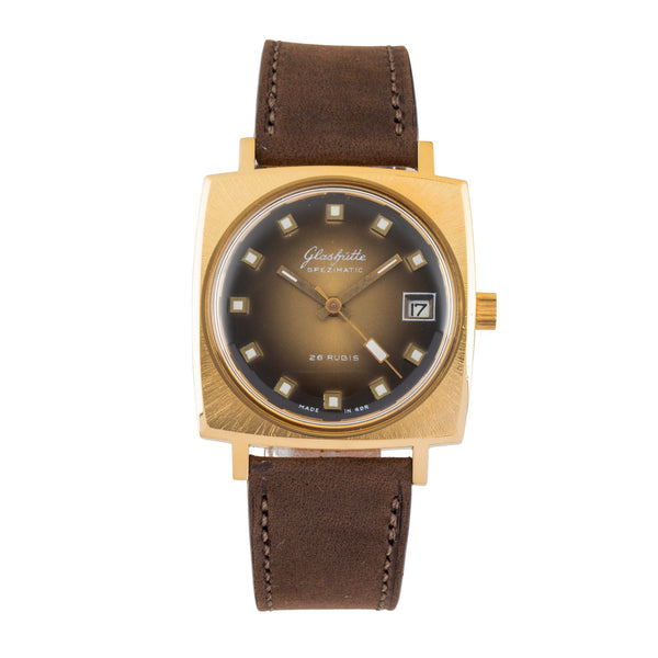Glashütte Spezimatic latón bañado en oro automático reloj para caballeros Vintage  [2602522]