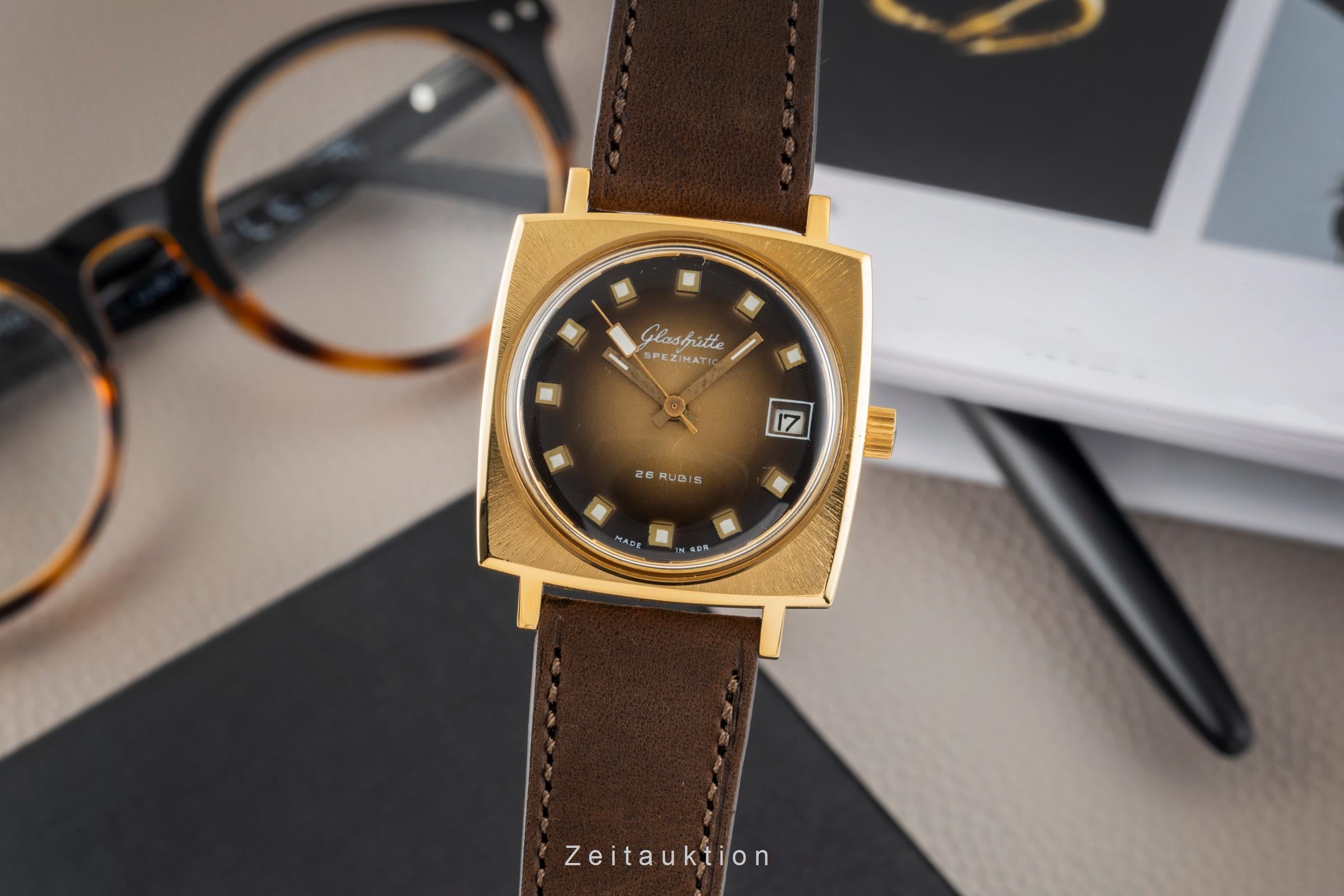 Glashütte Spezimatic latón bañado en oro automático reloj para caballeros Vintage  [2602522]
