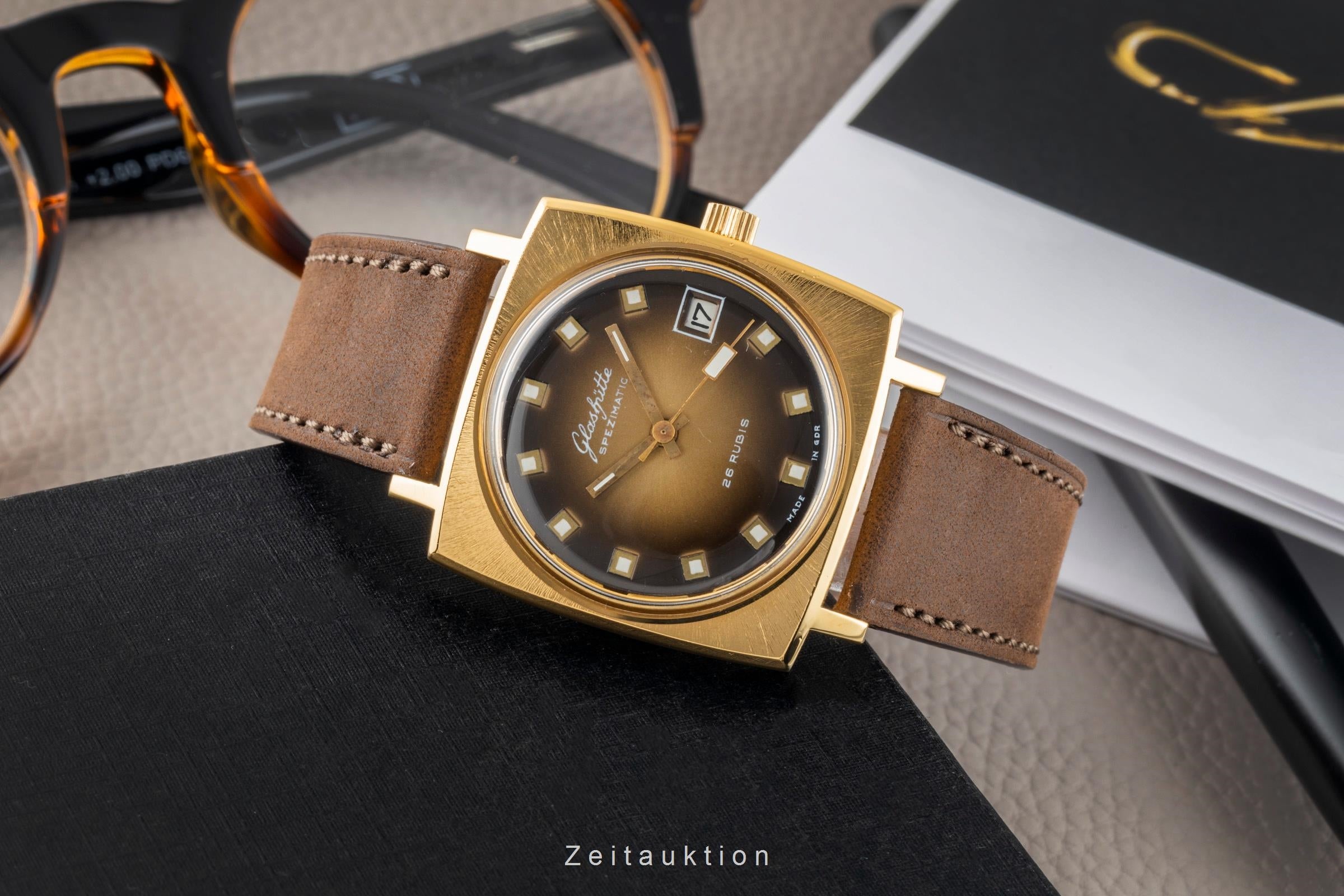 Glashütte Spezimatic latón bañado en oro automático reloj para caballeros Vintage  [2602522]