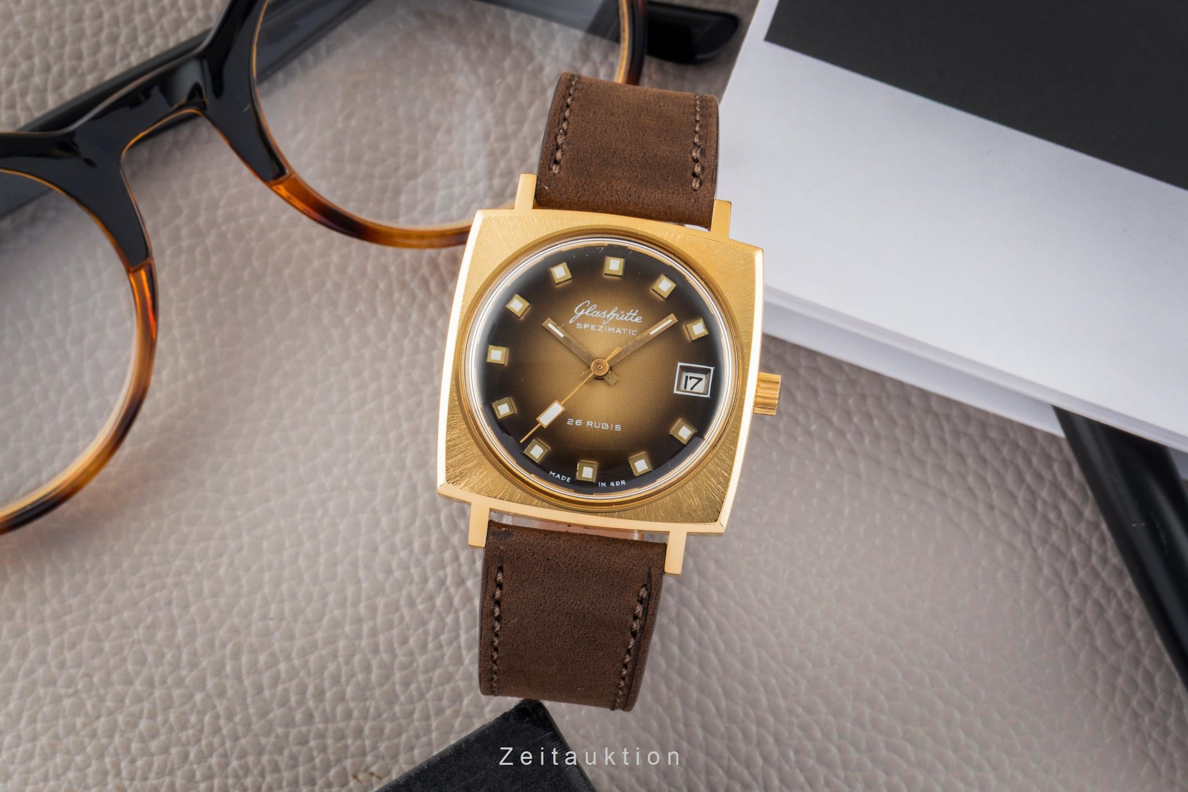 Glashütte Spezimatic latón bañado en oro automático reloj para caballeros Vintage  [2602522]