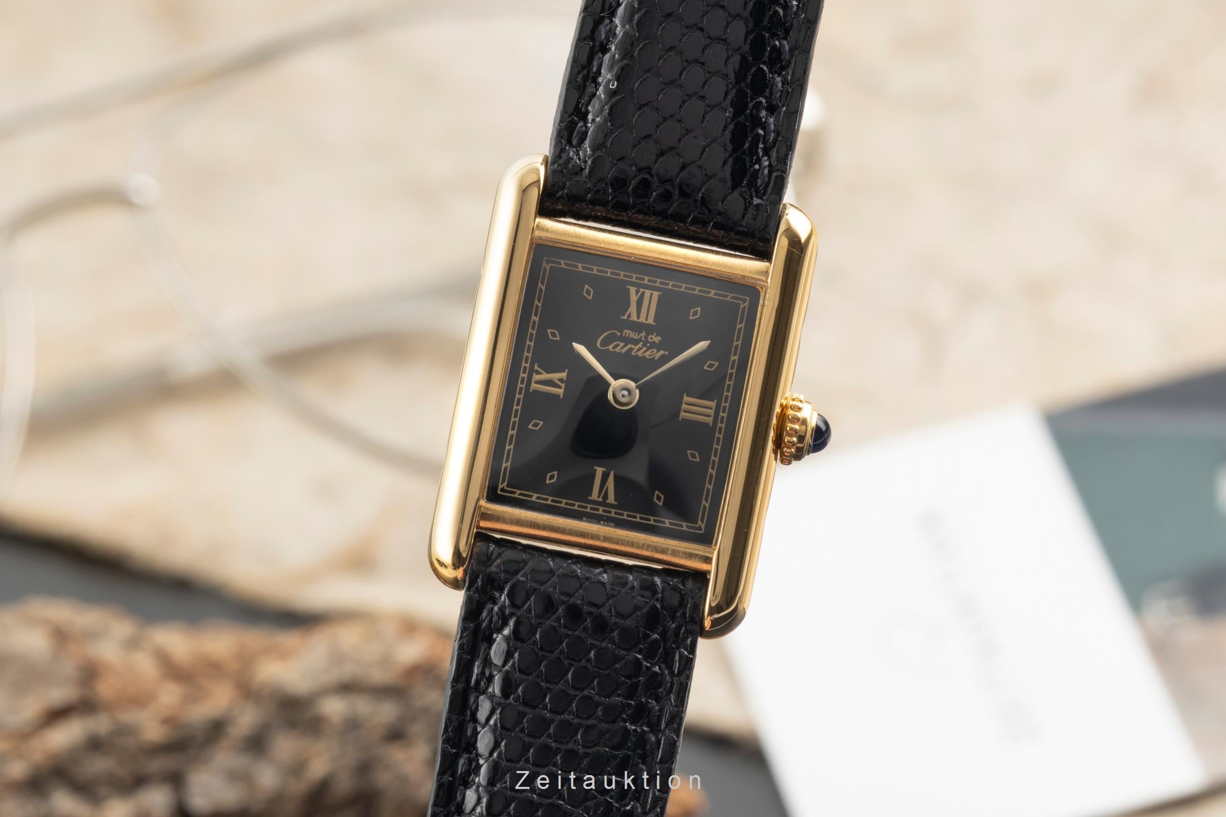 Cartier Tank Vermeil Silber vergoldet Quarz Damenuhr Ref. 5057001 Klassiker  [2602542]