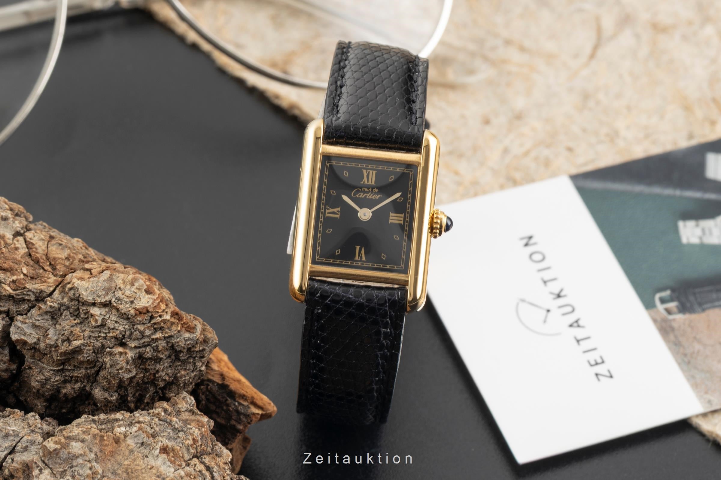 Cartier Tank plata banada en oro cuarzo reloj para damas  5057001  [2602542]