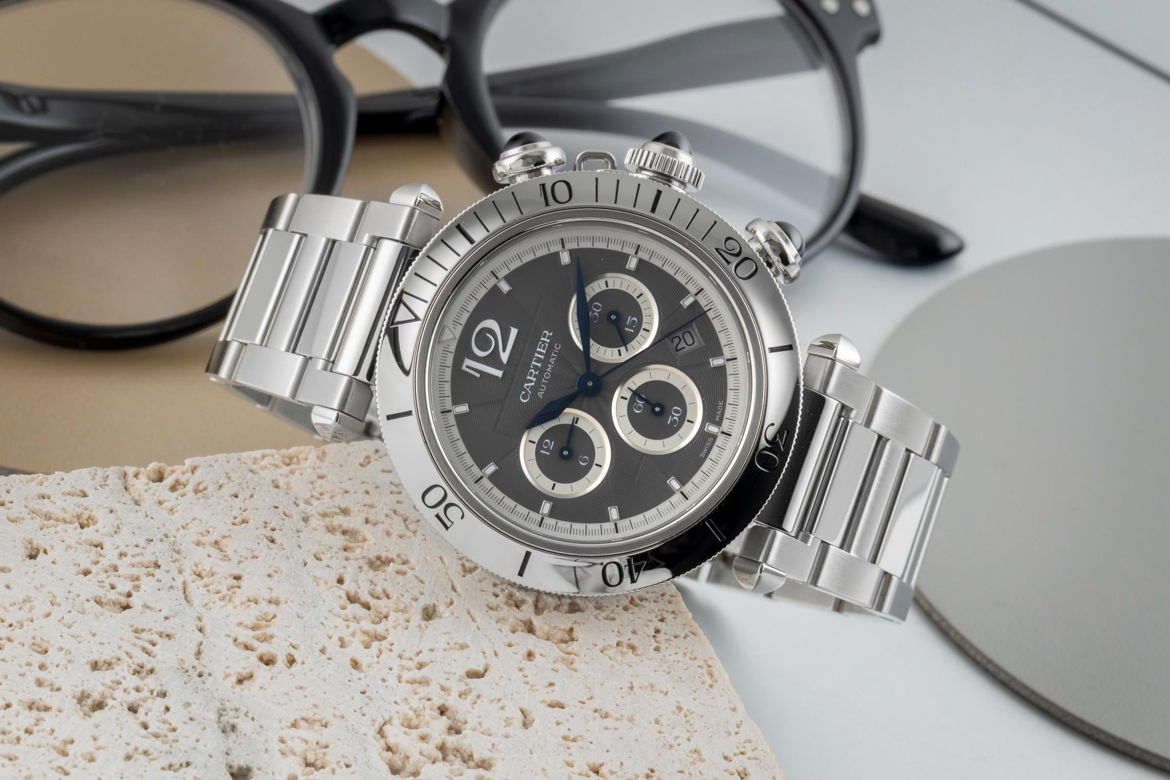 Cartier Pasha chronographe acier automatique montre pour hommes WSPA0027 LP: 11500EUR  [2602573]