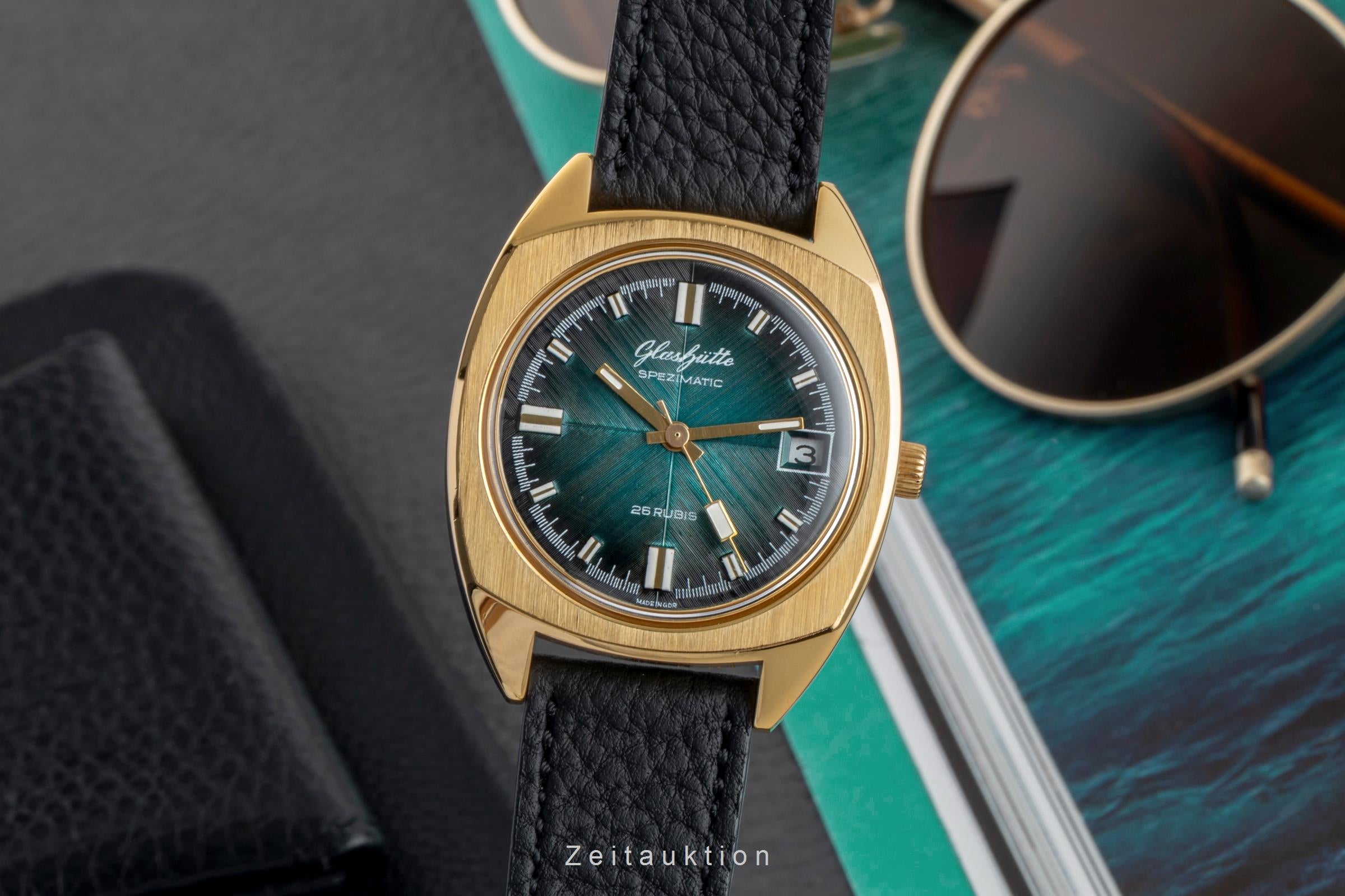 Glashütte Spezimatic latón bañado en oro automático reloj para caballeros Vintage  [2602580]
