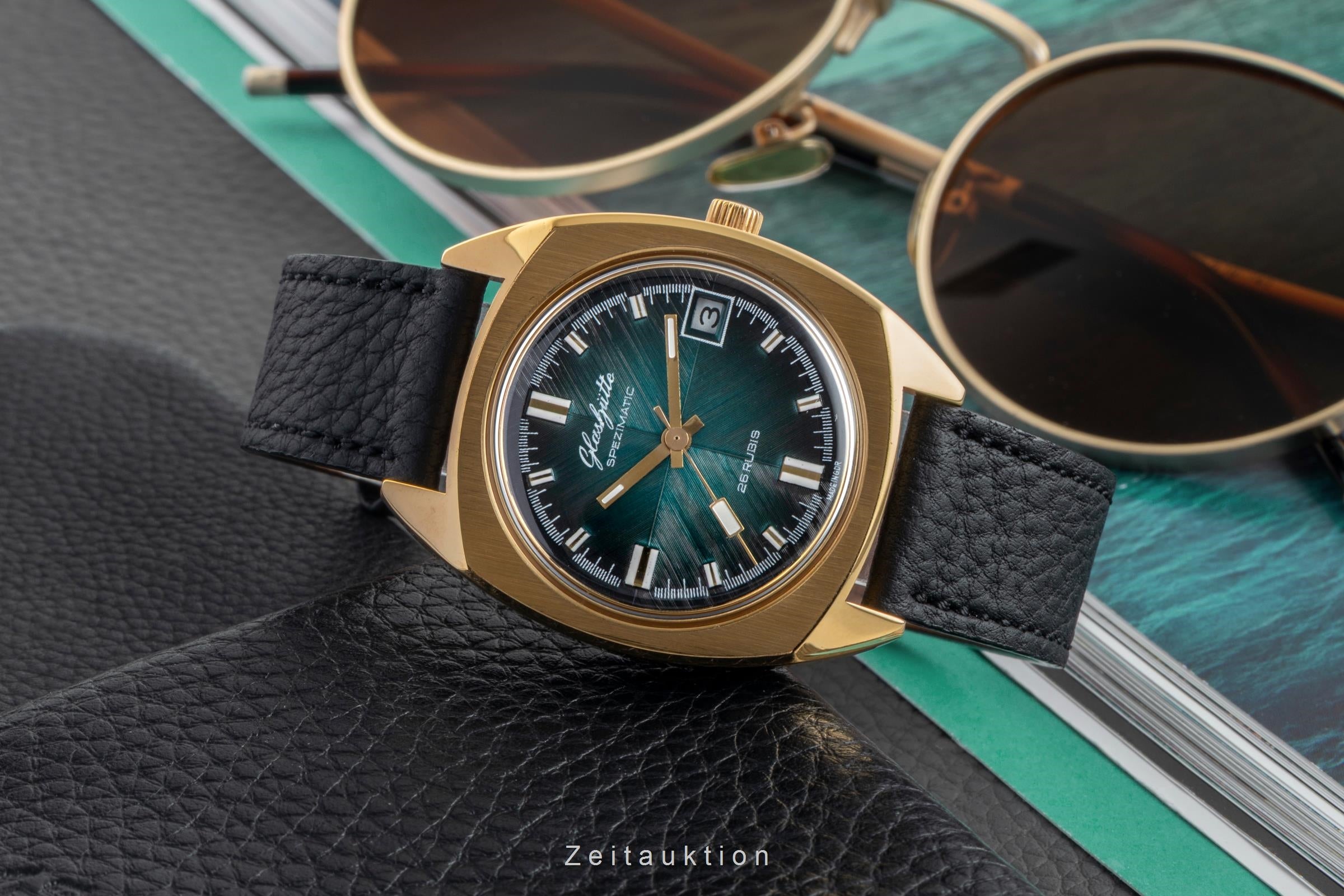 Glashütte Spezimatic latón bañado en oro automático reloj para caballeros Vintage  [2602580]